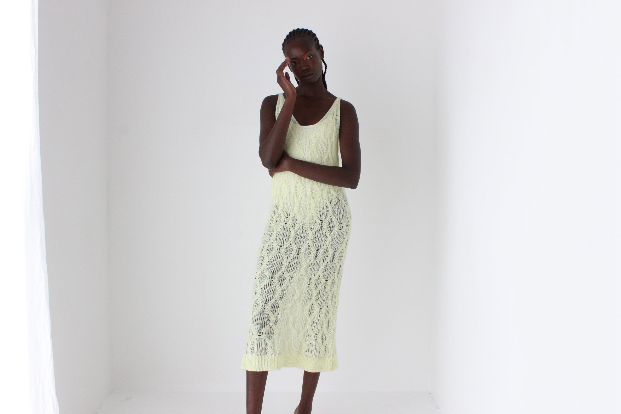 Unusual 2000s Pastel Cable Knit Tank Dress