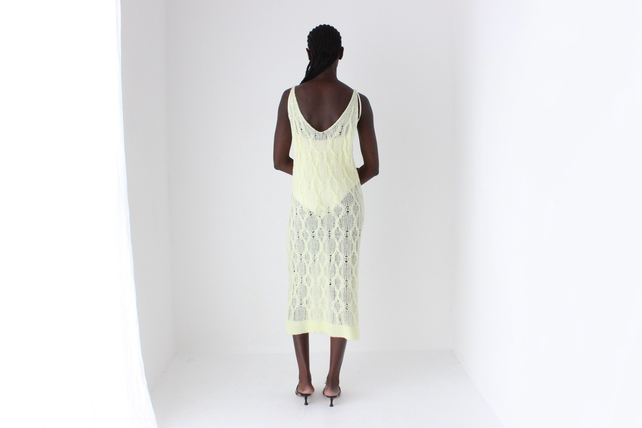 Unusual 2000s Pastel Cable Knit Tank Dress