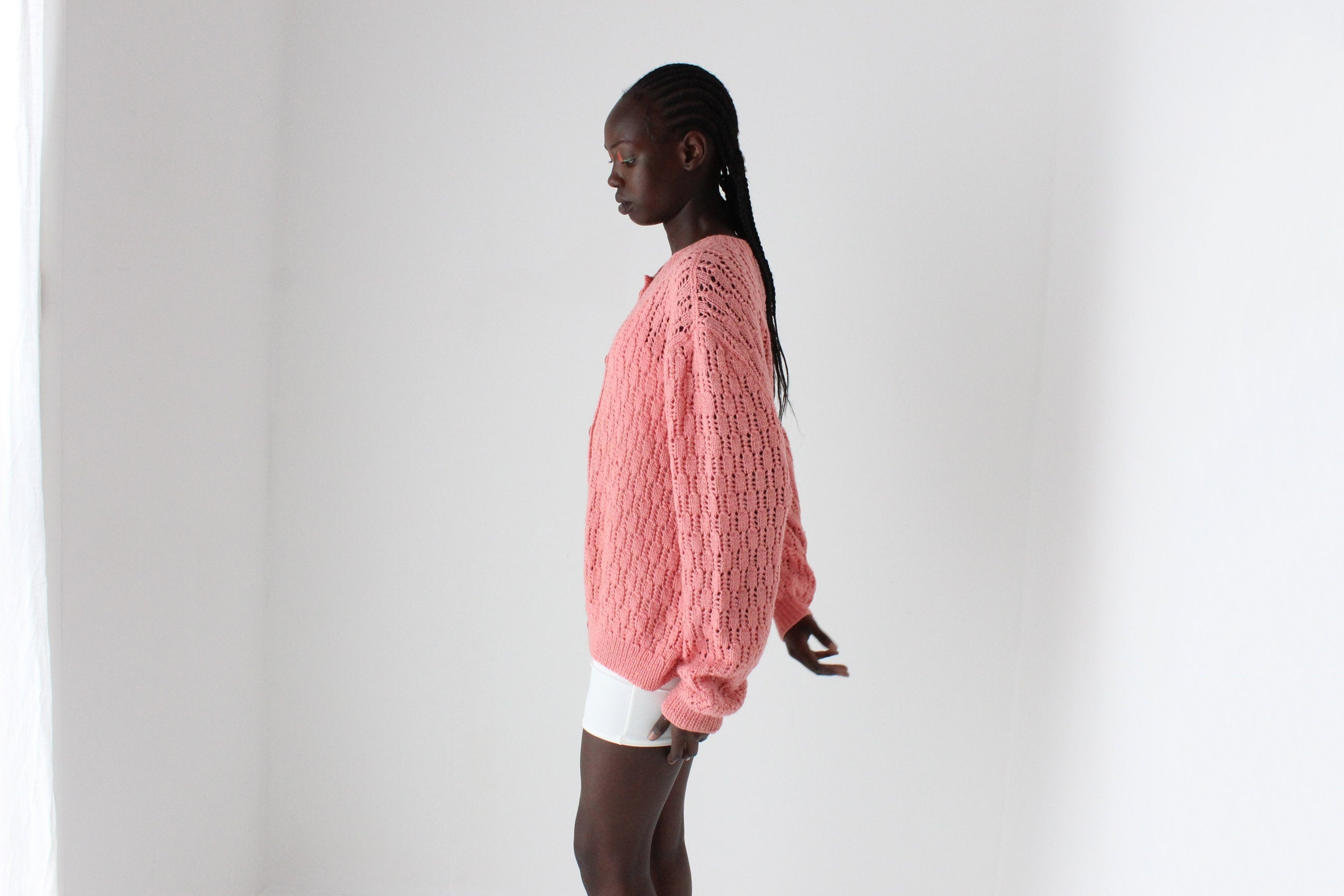 80s Hand Made Slouchy Button Front Knit