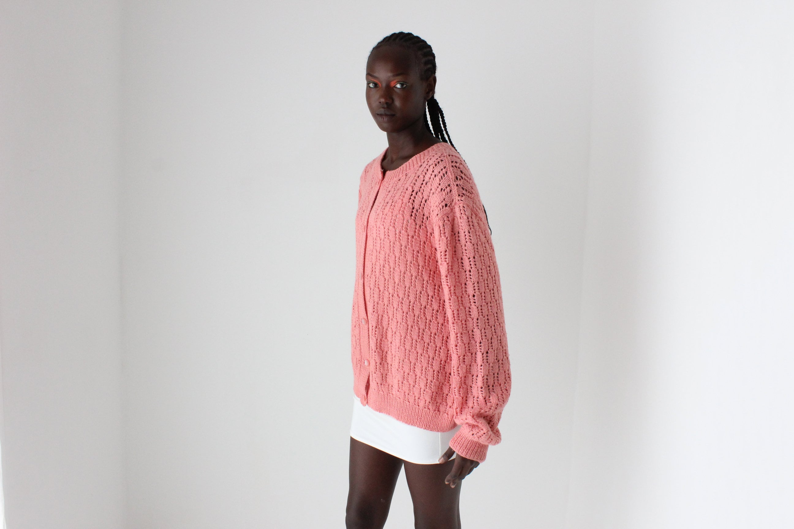 80s Hand Made Slouchy Button Front Knit