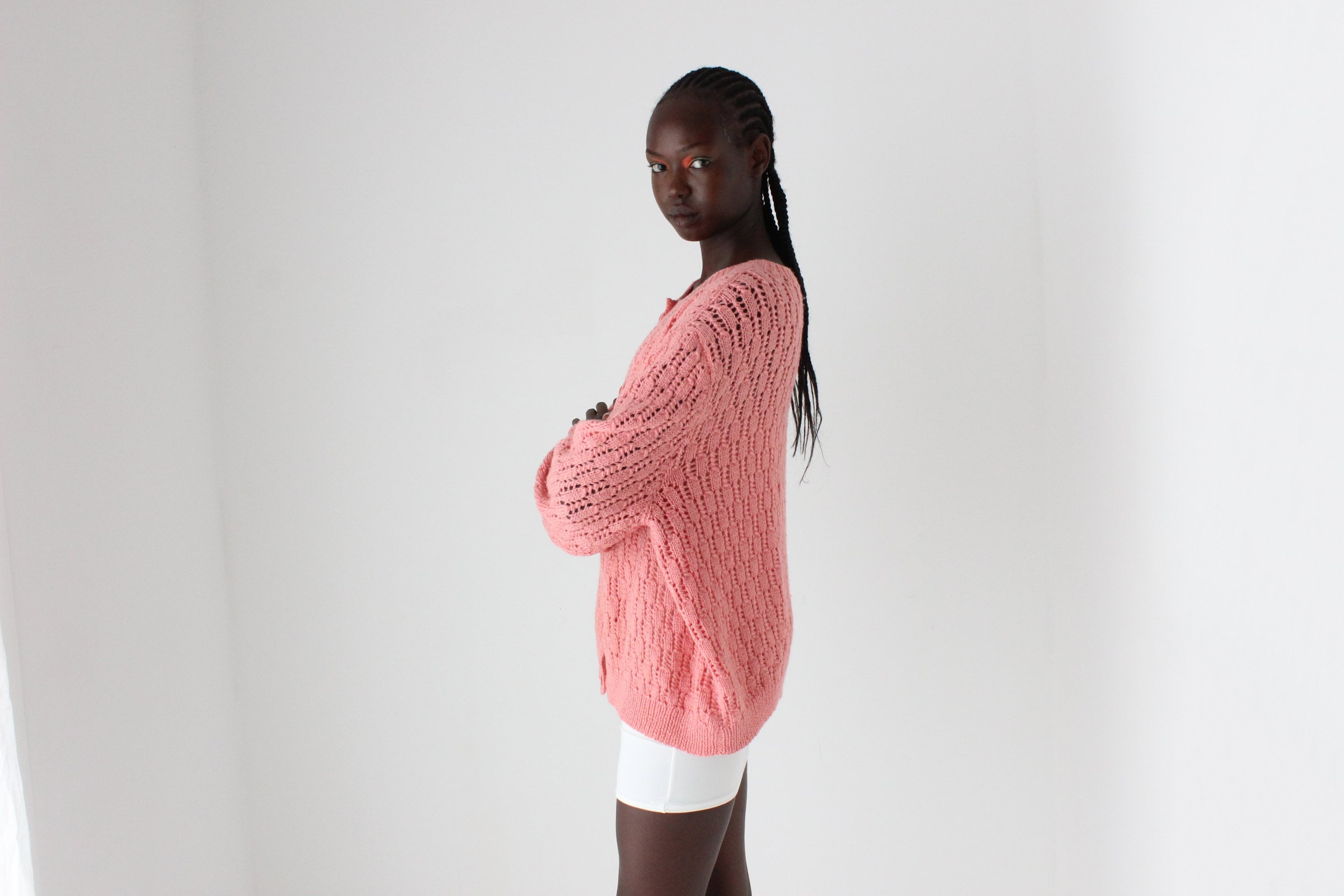 80s Hand Made Slouchy Button Front Knit