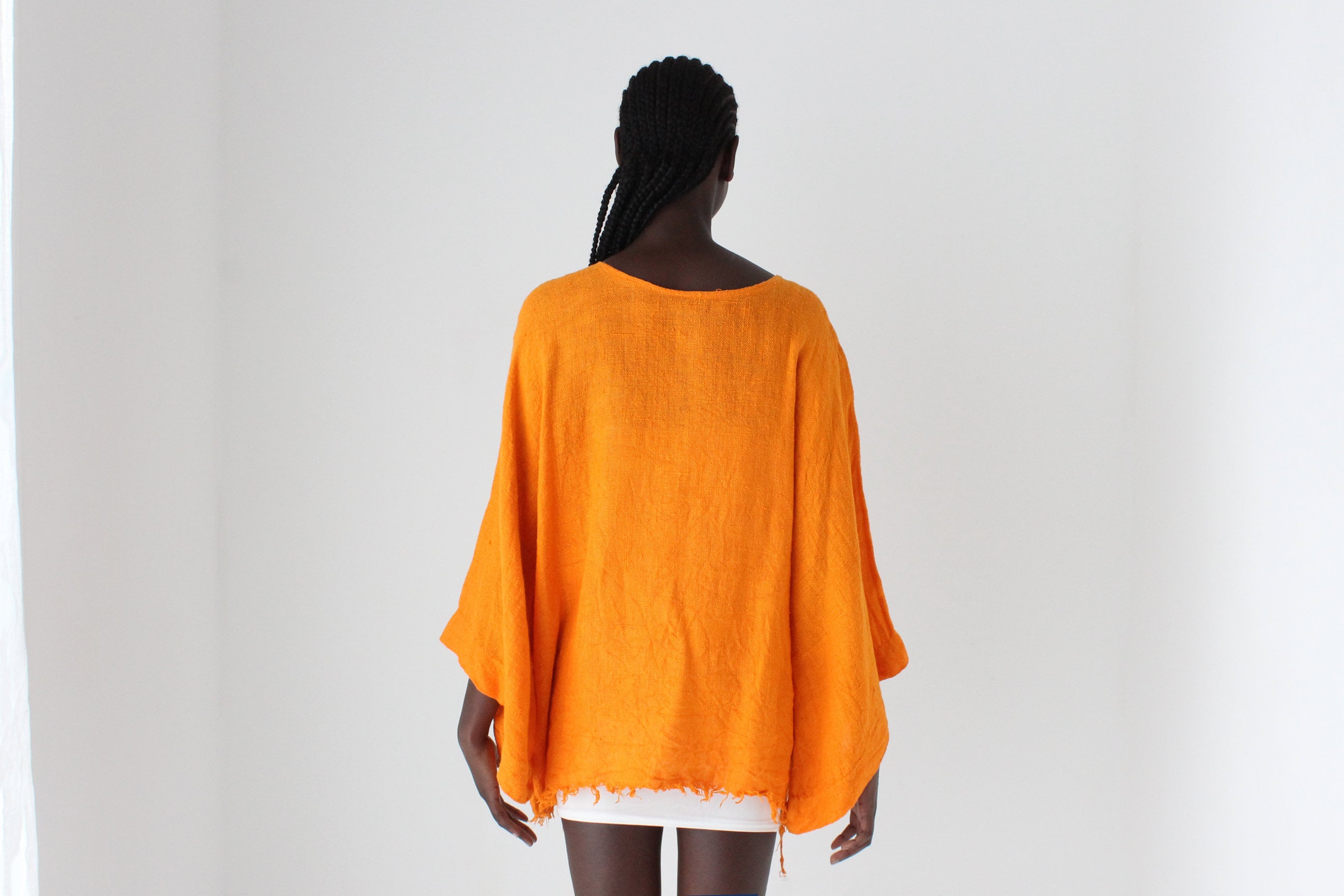 90s Relaxed Flax Flare Sleeve Smock