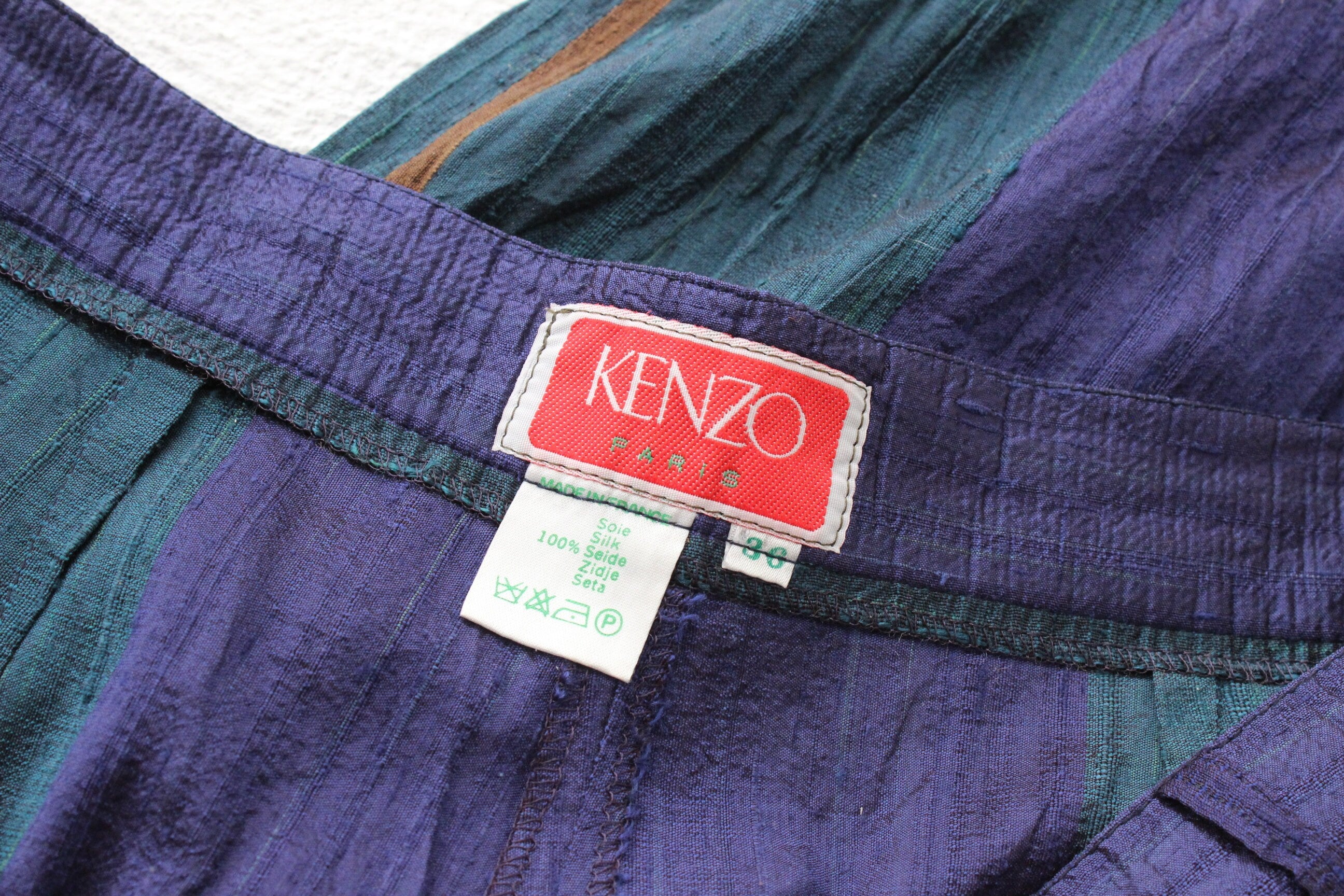 80s KENZO Paris Raw Silk Striped Harem Pants