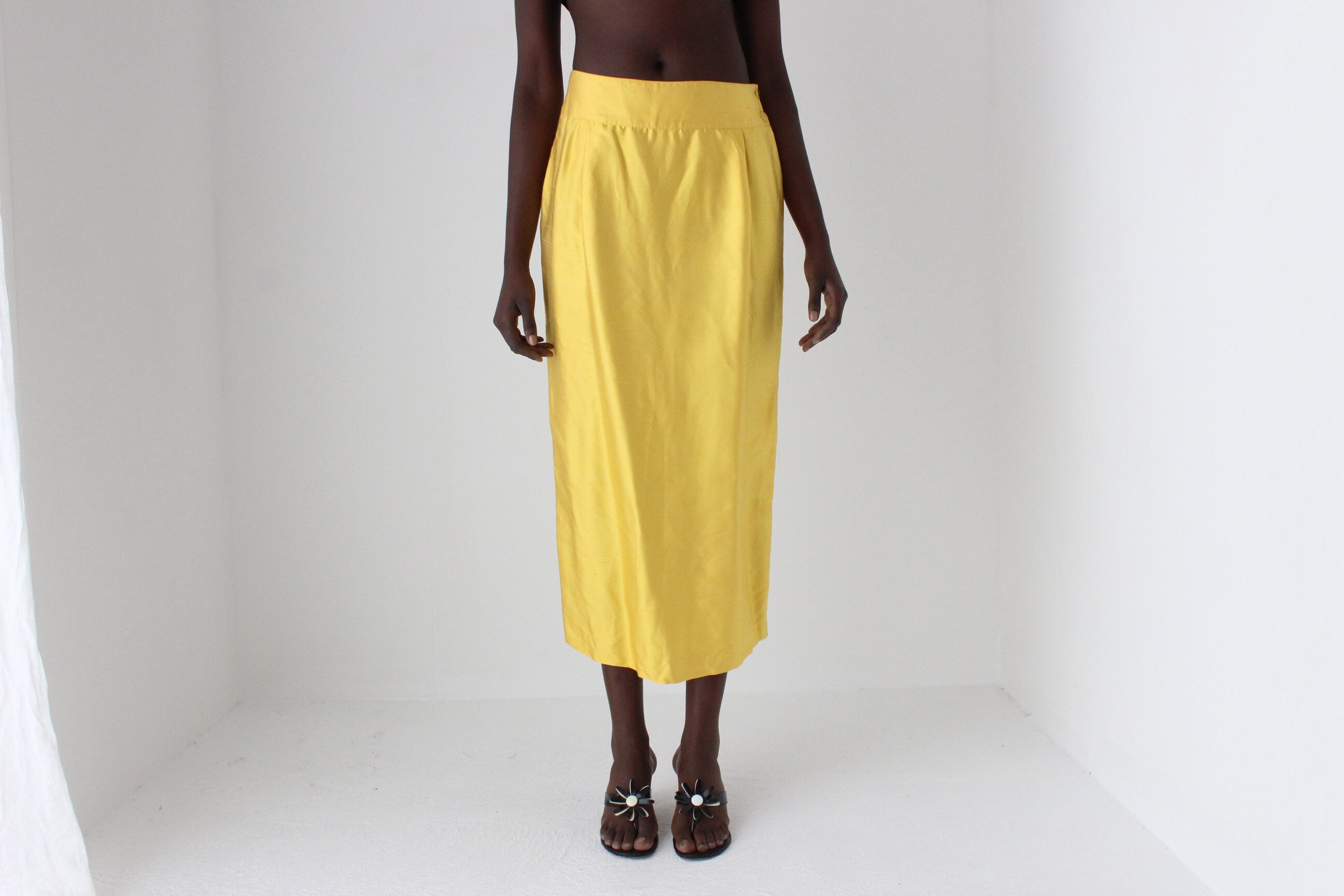 1980s Italian Raw Silk Column Skirt