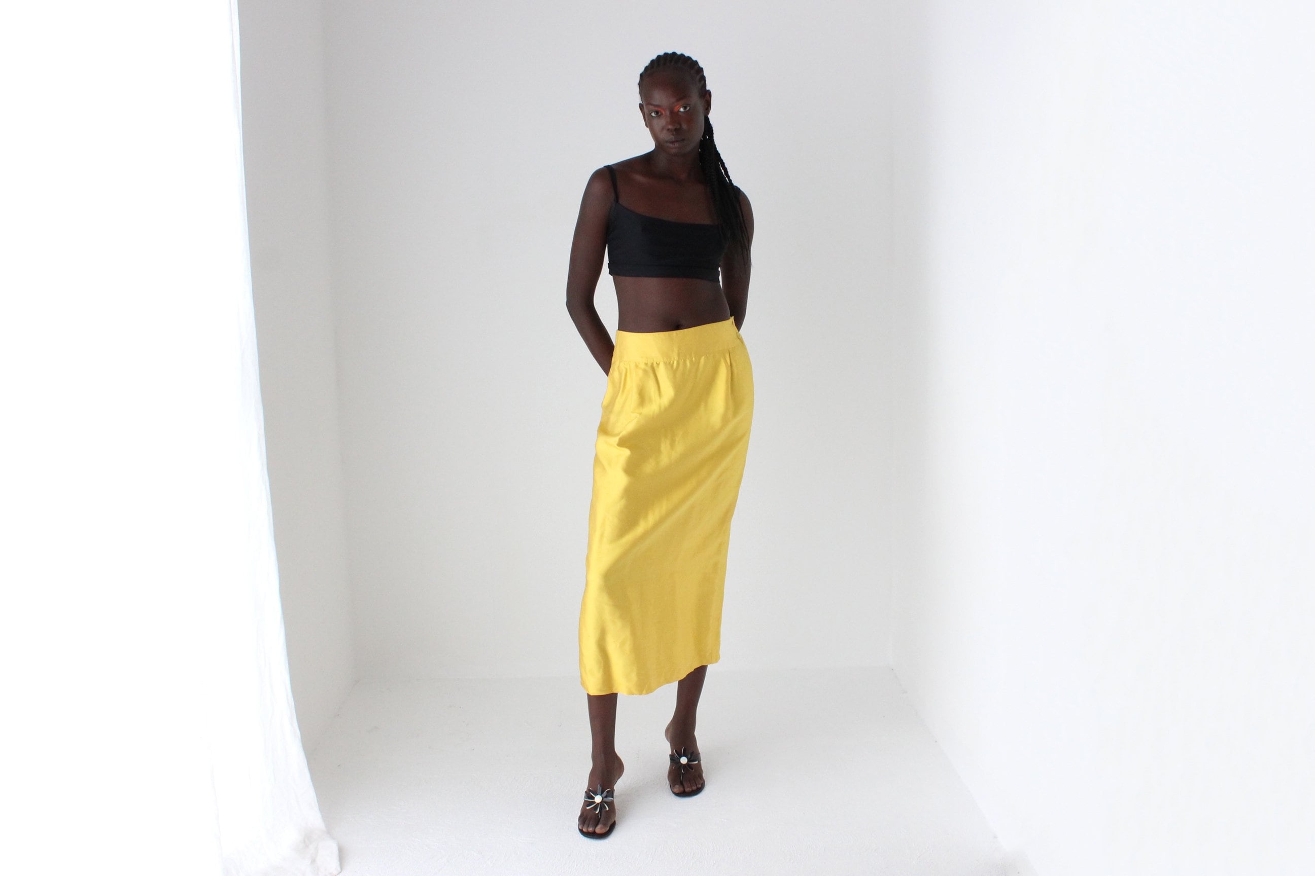 1980s Italian Raw Silk Column Skirt