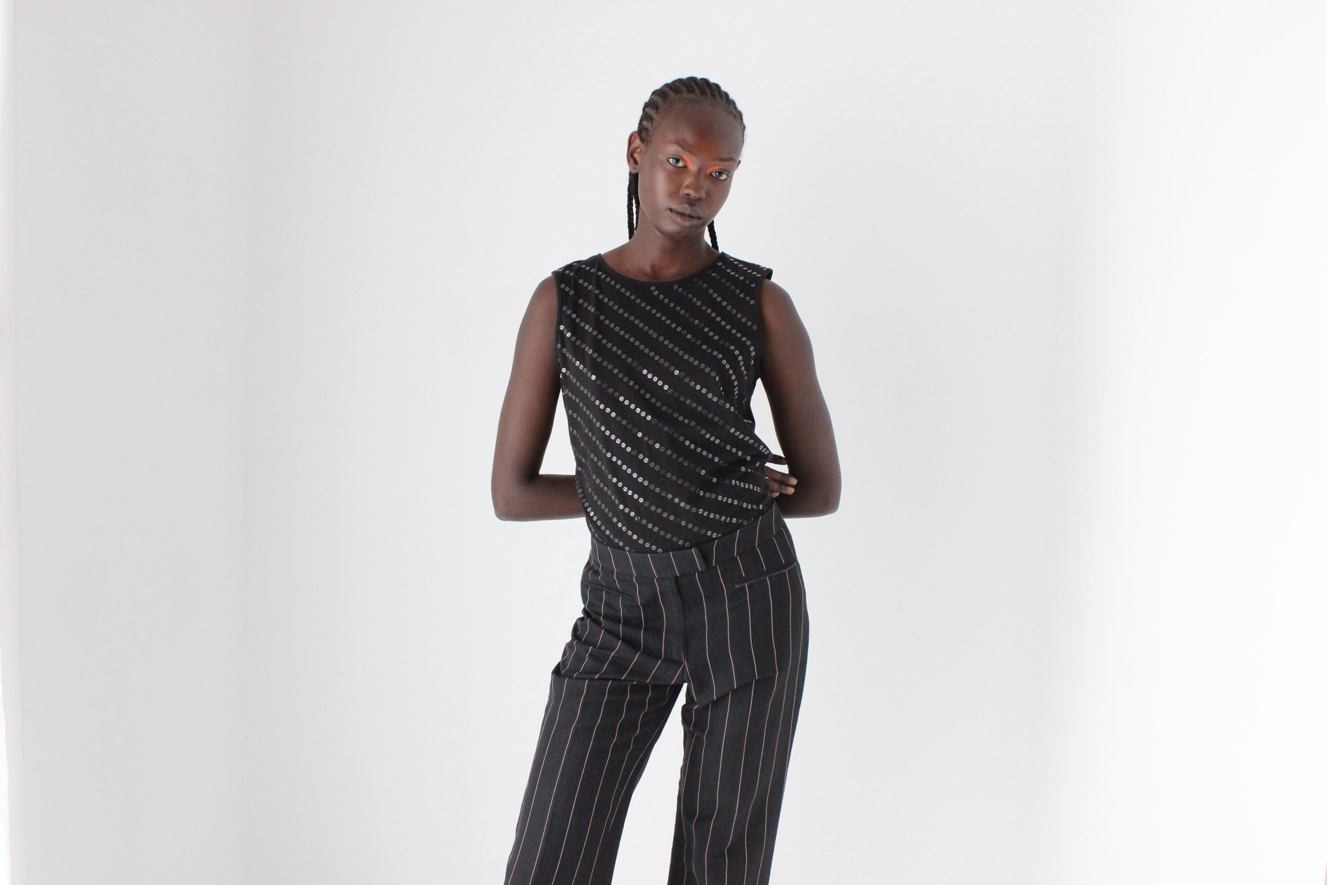 Y2K Subtle Diagonal Sequin Tank