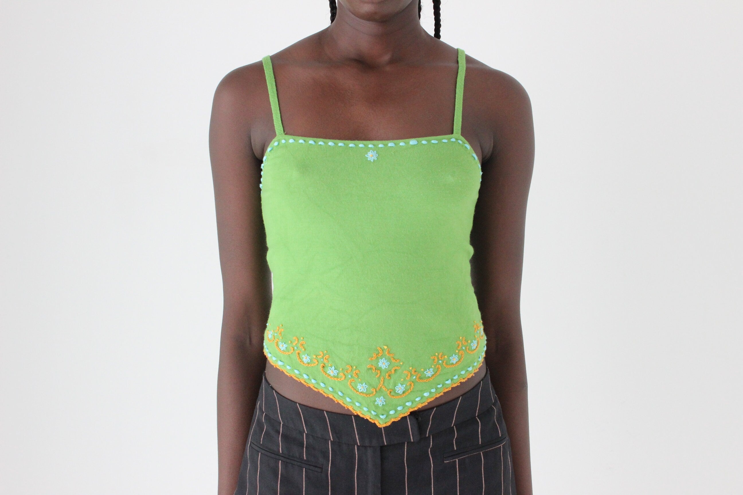 90s Embroidered Knit Tank & Cardigan Two Piece Set