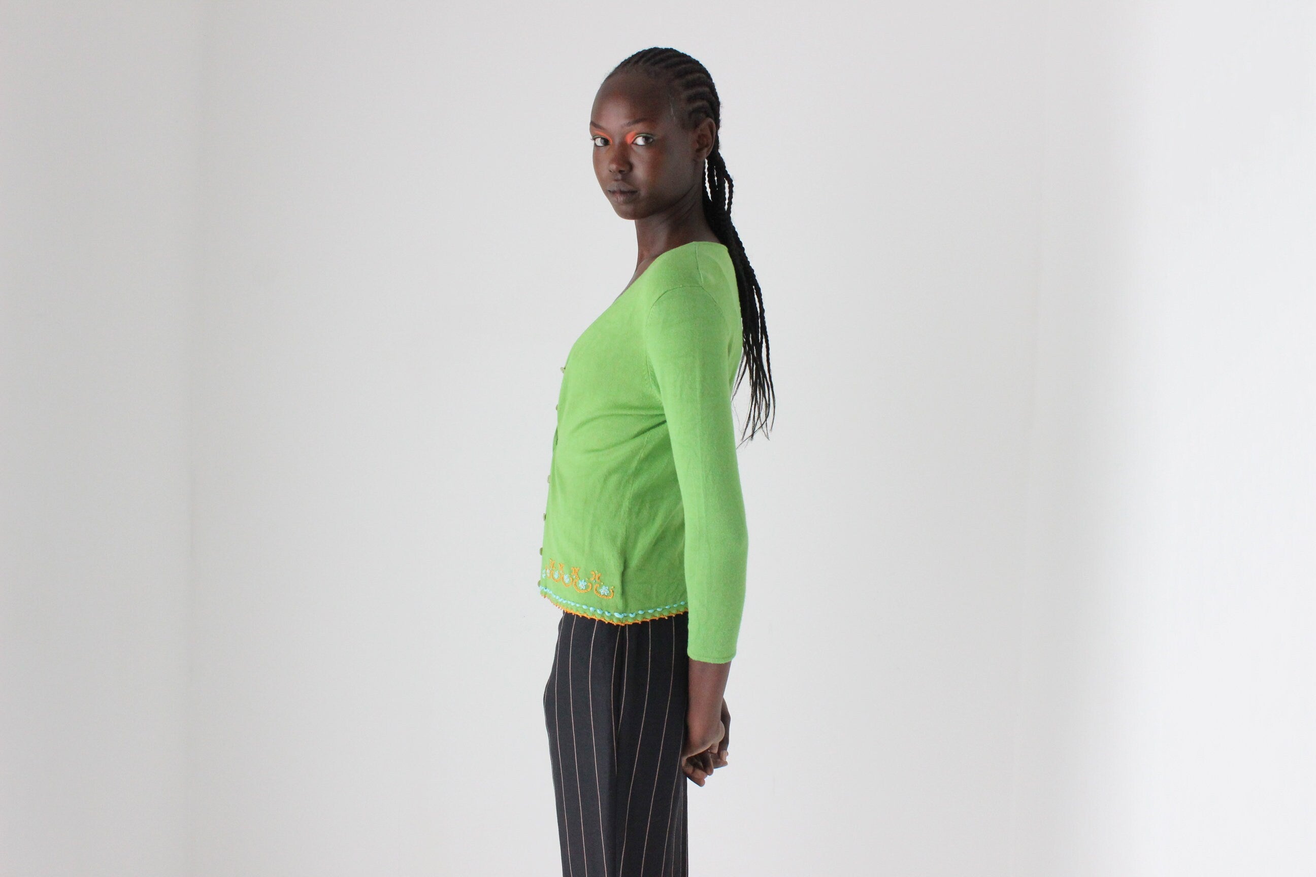 90s Embroidered Knit Tank & Cardigan Two Piece Set