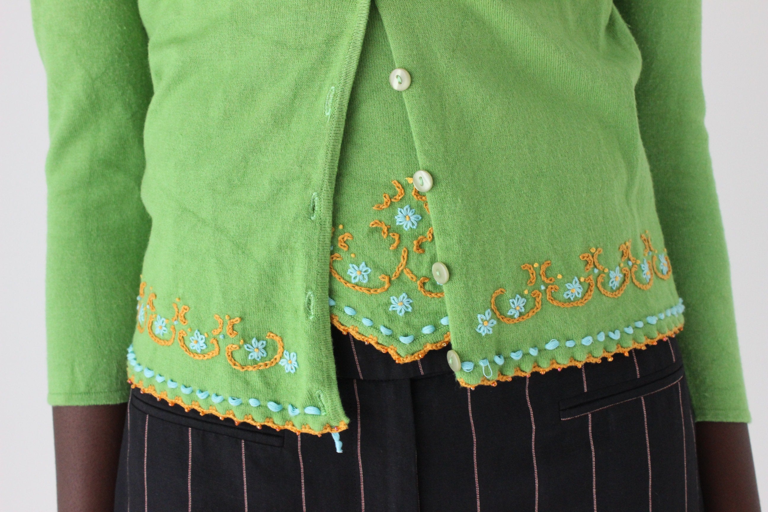 90s Embroidered Knit Tank & Cardigan Two Piece Set