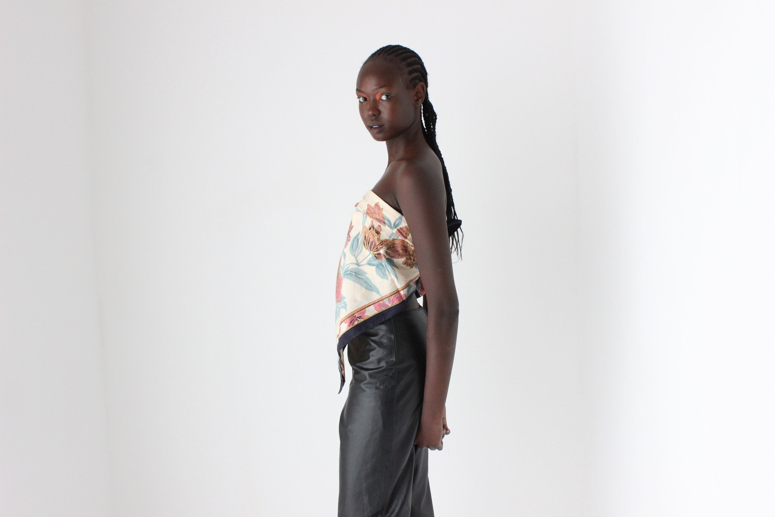 80s Thai Silk Floral Scarf