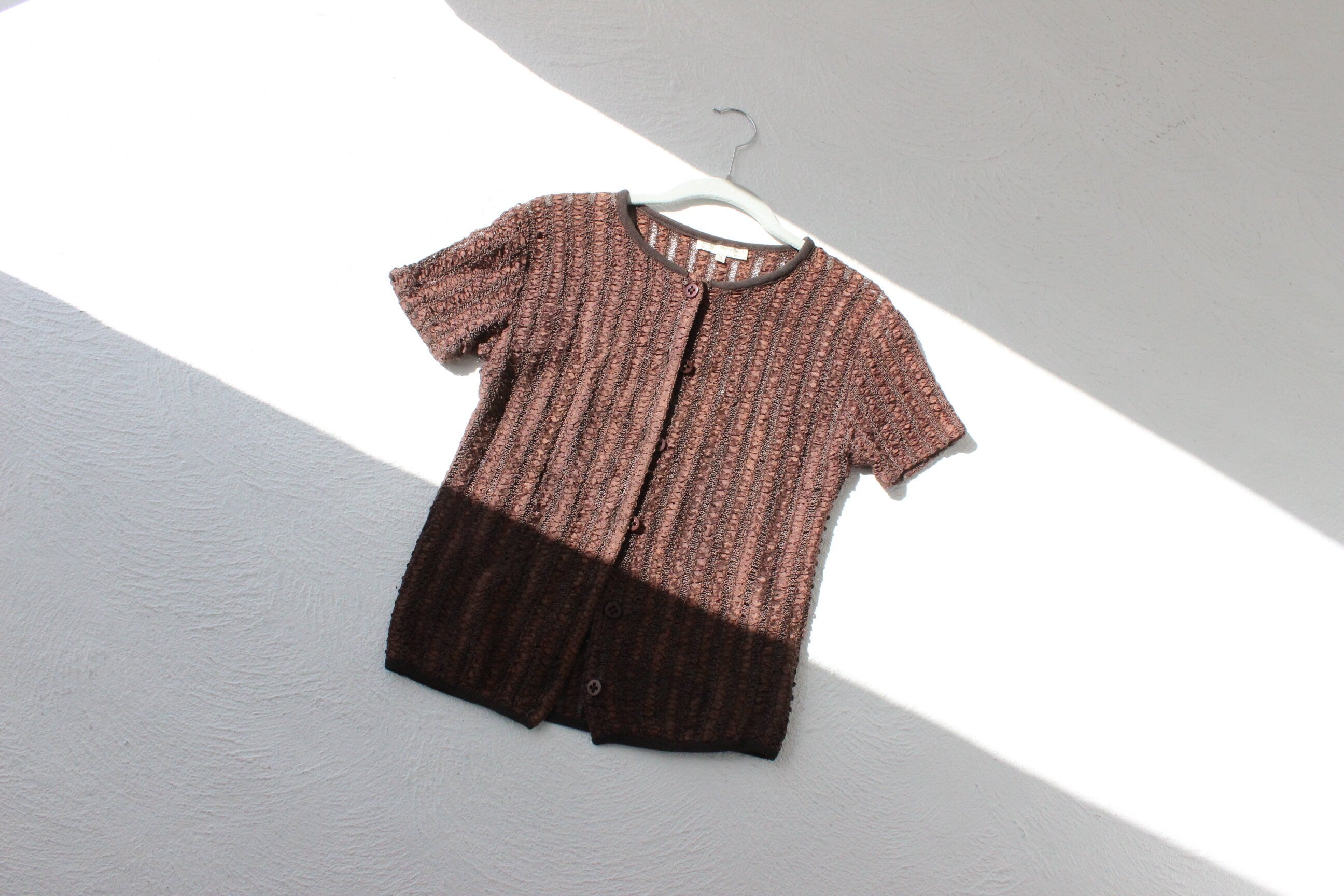 90s NZ Designer Textural Chocolate Tee Top
