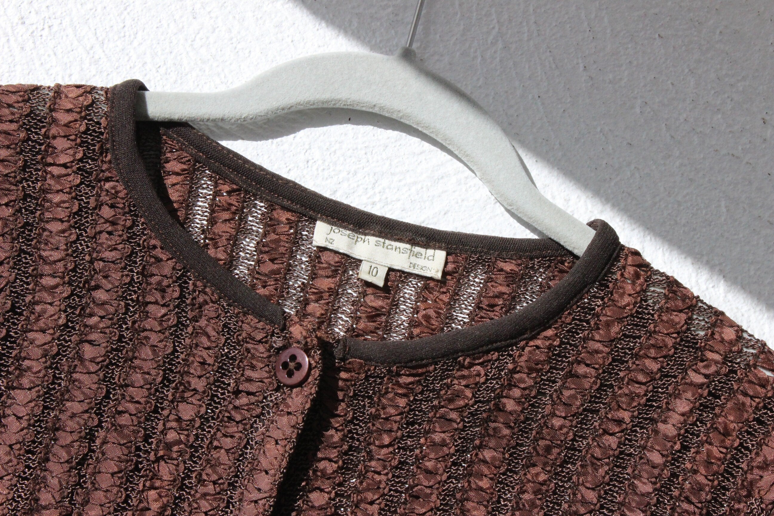 90s NZ Designer Textural Chocolate Tee Top