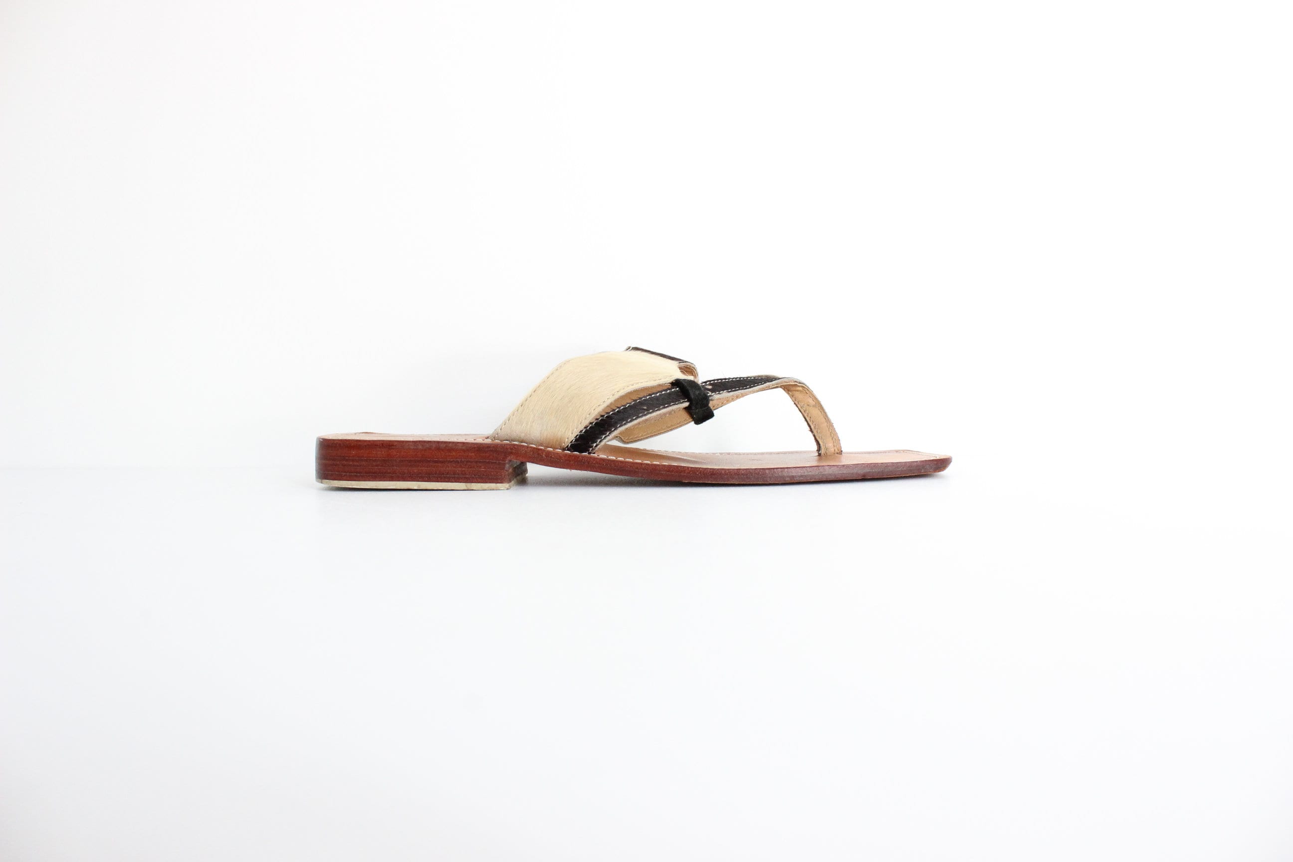 90s Cow Hide Leather Square Toe Sandals ~ Euro 39
