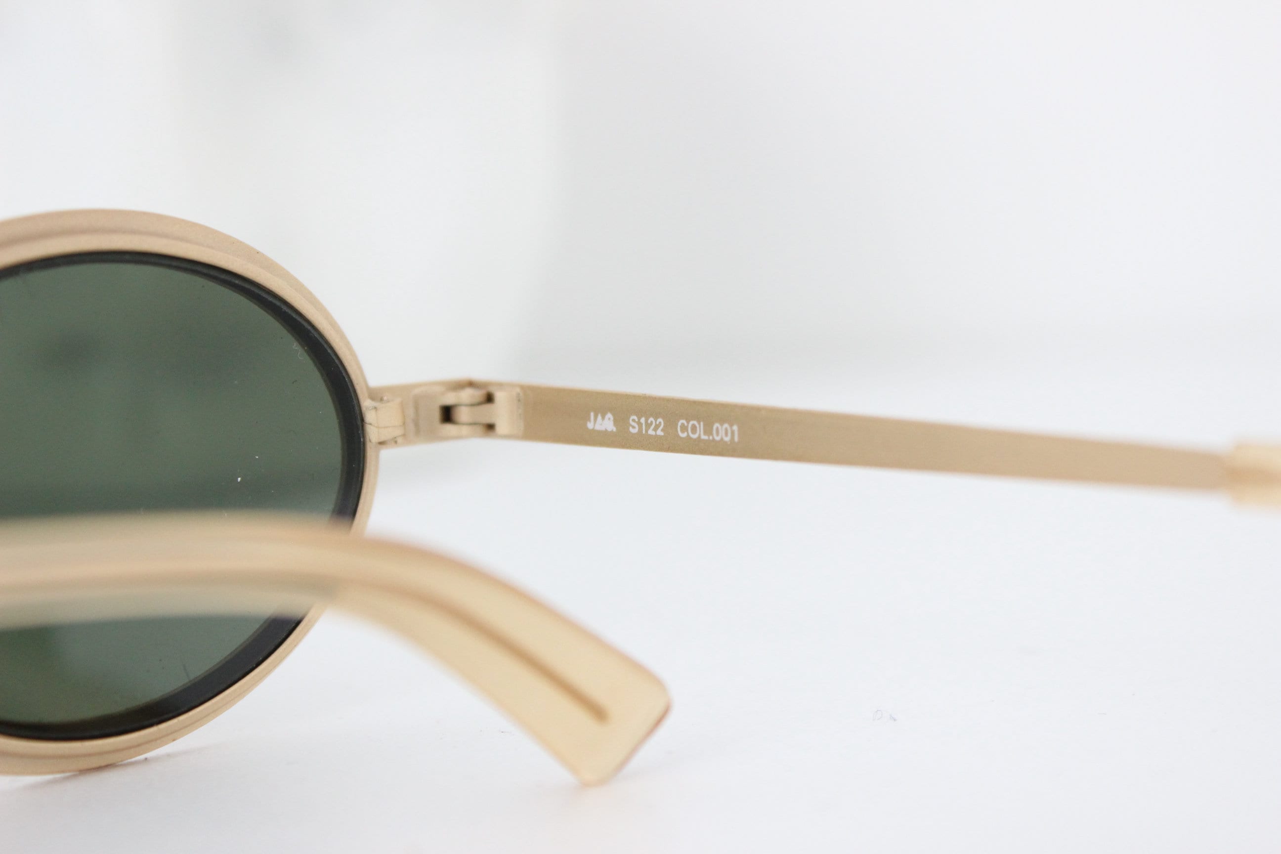 1990s JAG Matte Gold Metal Oval Sunglasses - Made in Italy