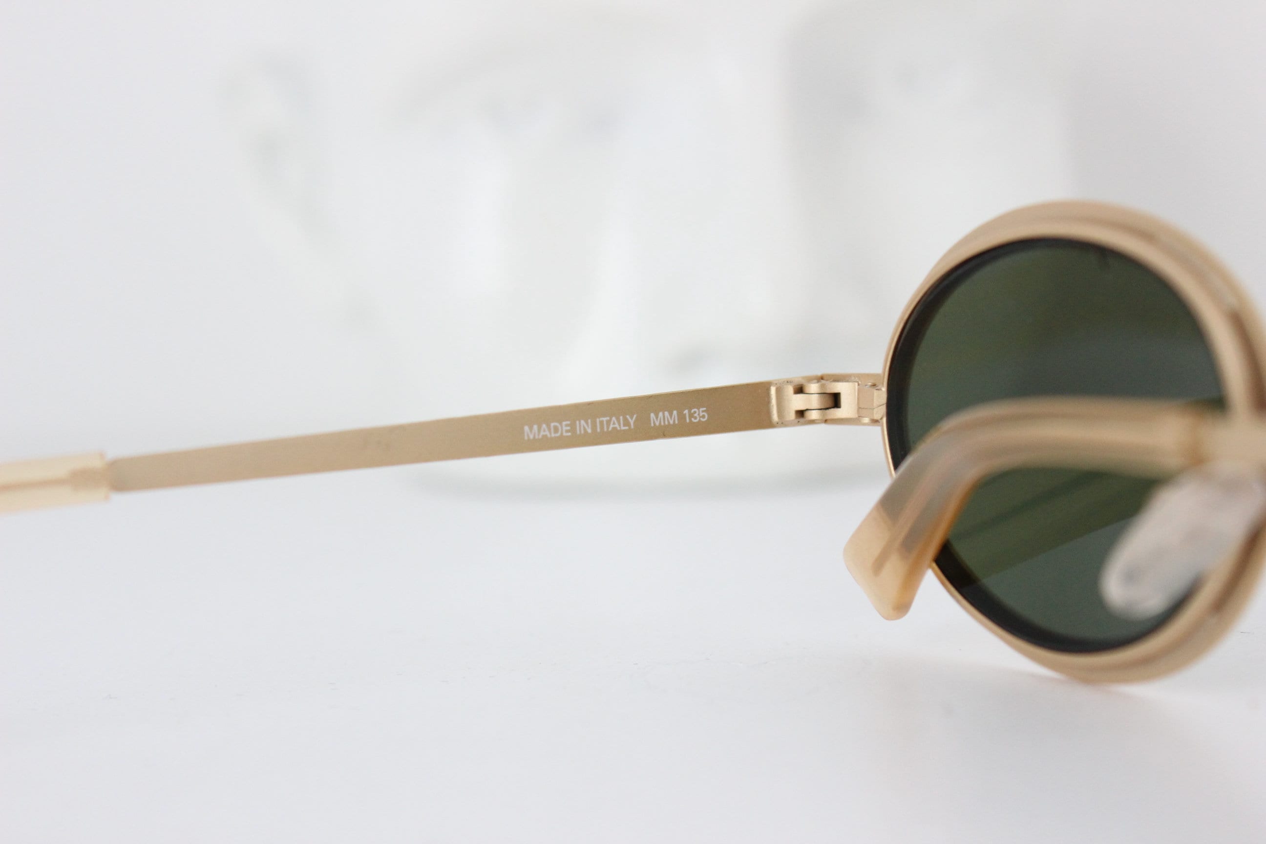 1990s JAG Matte Gold Metal Oval Sunglasses - Made in Italy