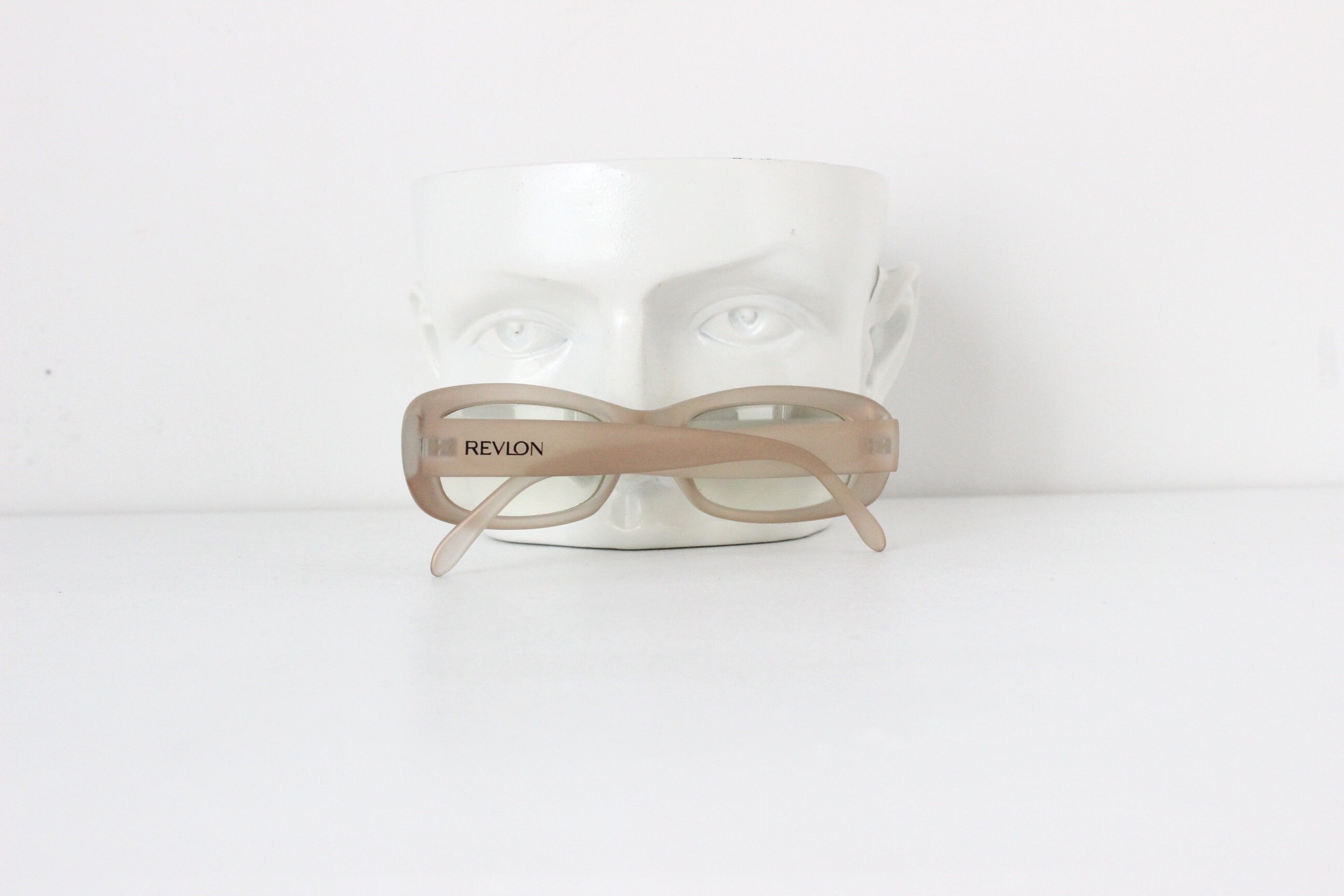 Y2K Revlon Iridescent Gold Rectangular Vintage Sunglasses - Made in Italy
