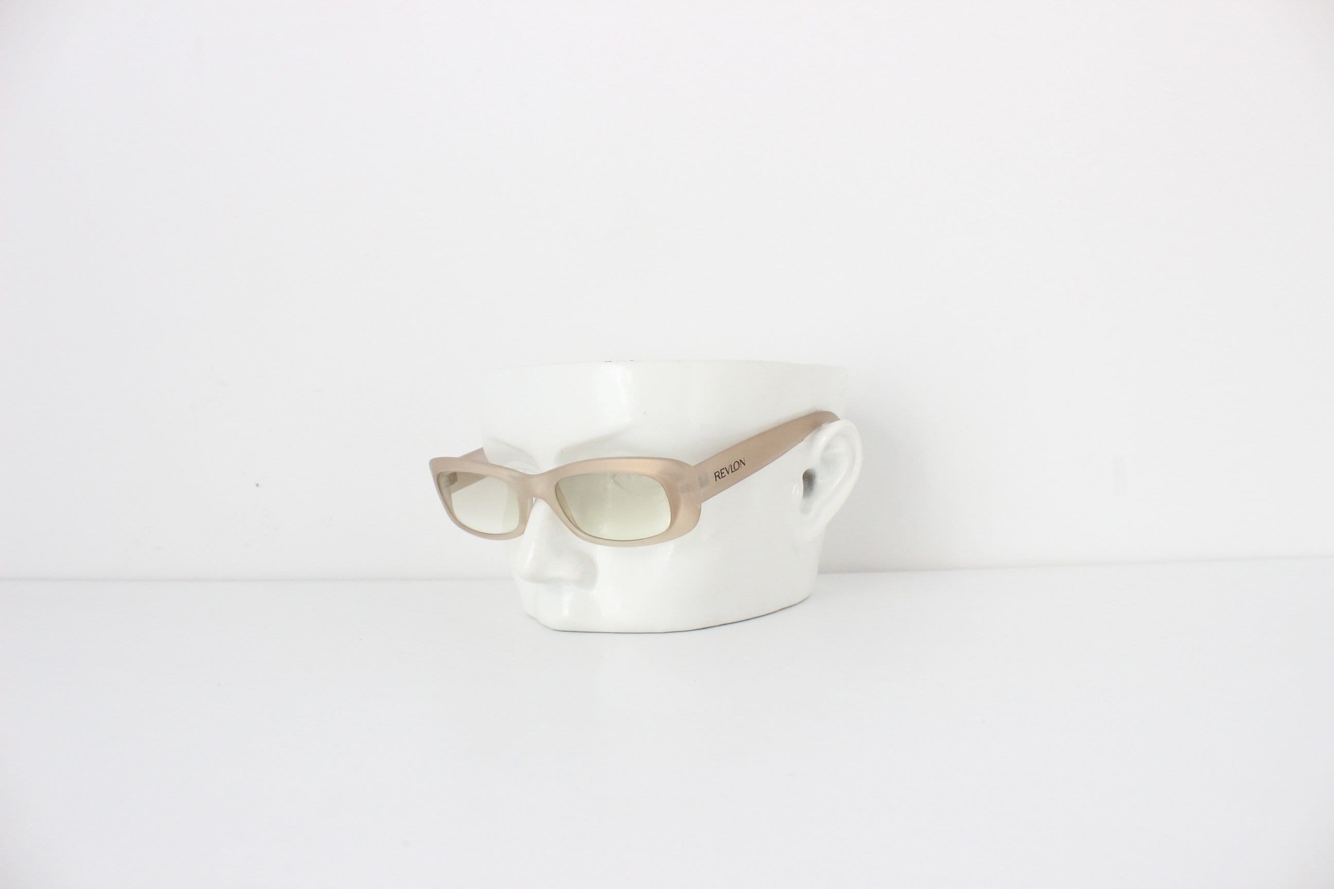 Y2K Revlon Iridescent Gold Rectangular Vintage Sunglasses - Made in Italy