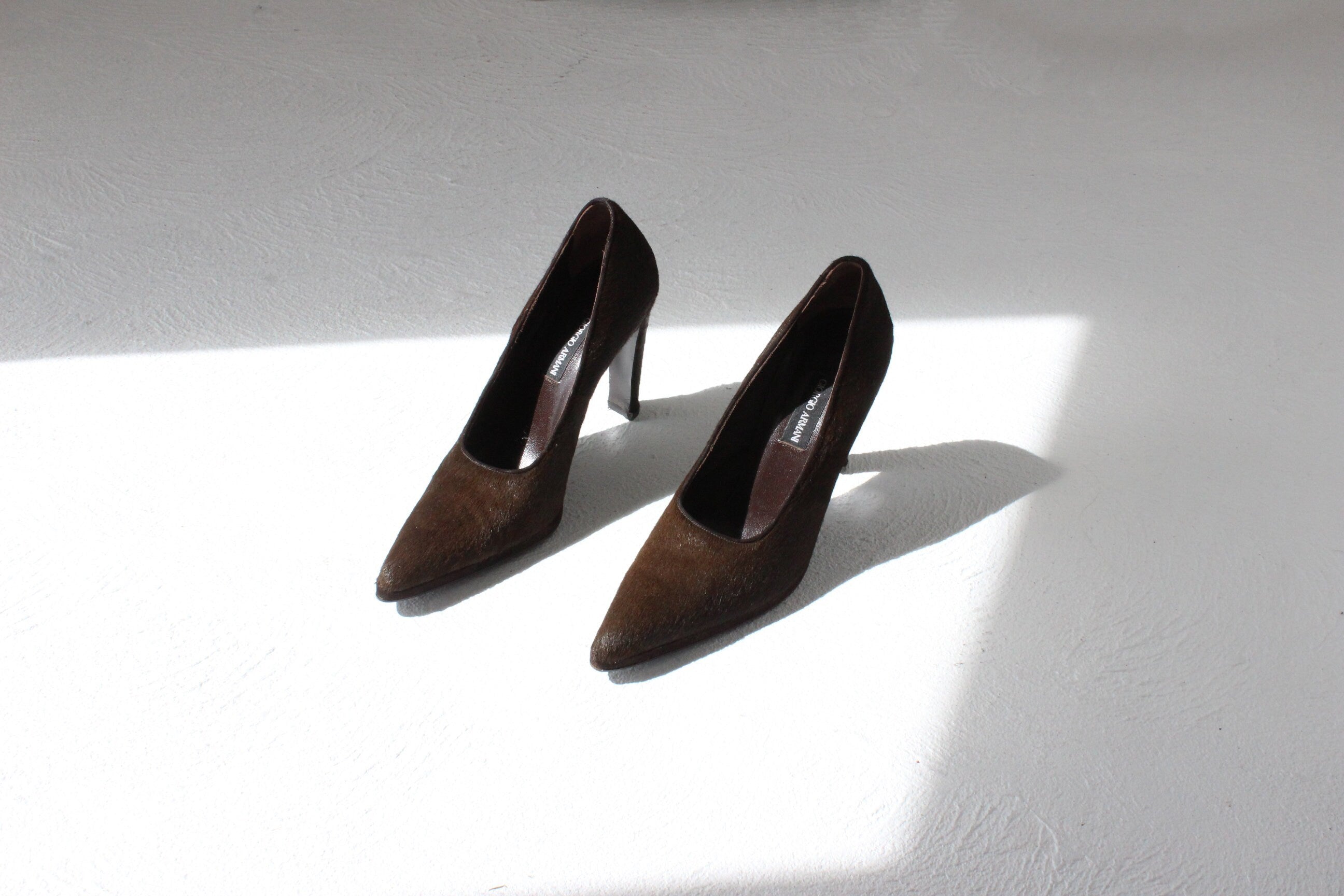 90s Giorgio Armani Textured Pony Fur Pumps ~ Euro 38