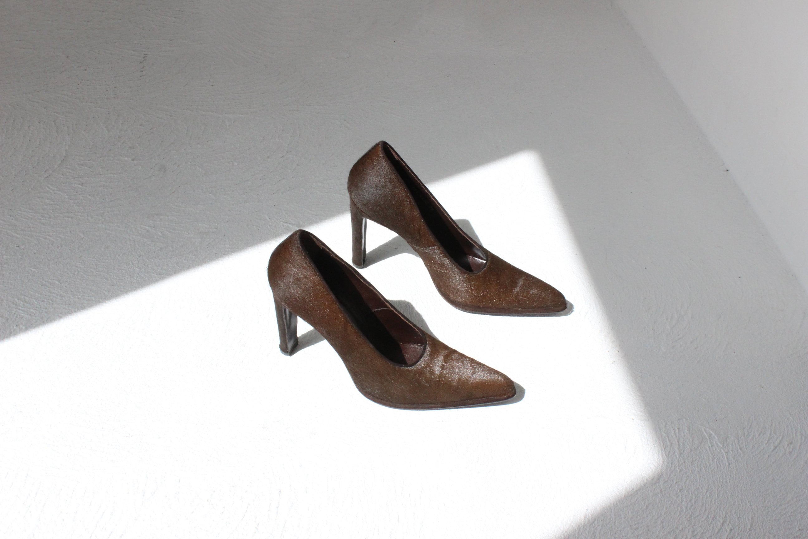 90s Giorgio Armani Textured Pony Fur Pumps ~ Euro 38