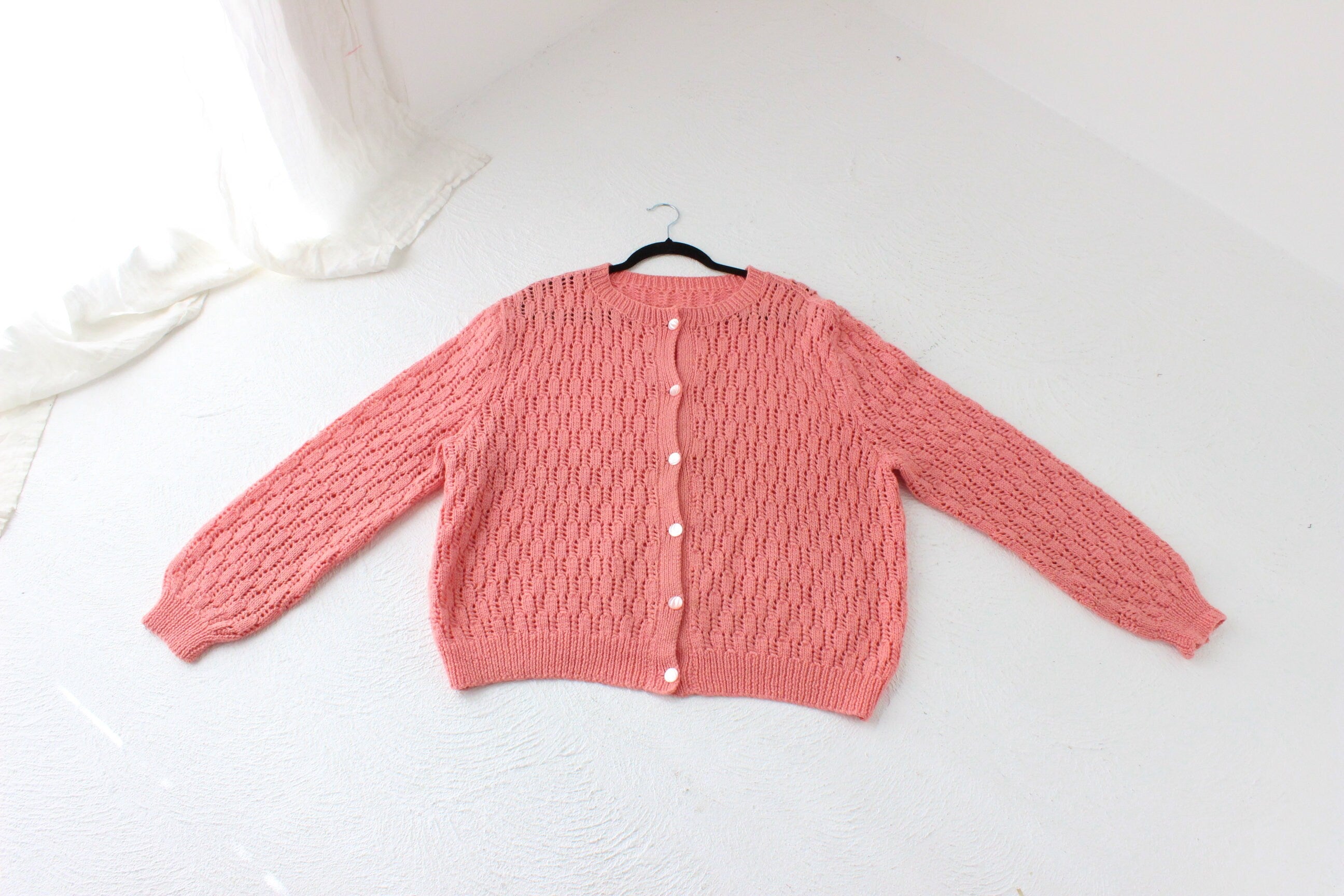 80s Hand Made Slouchy Button Front Knit
