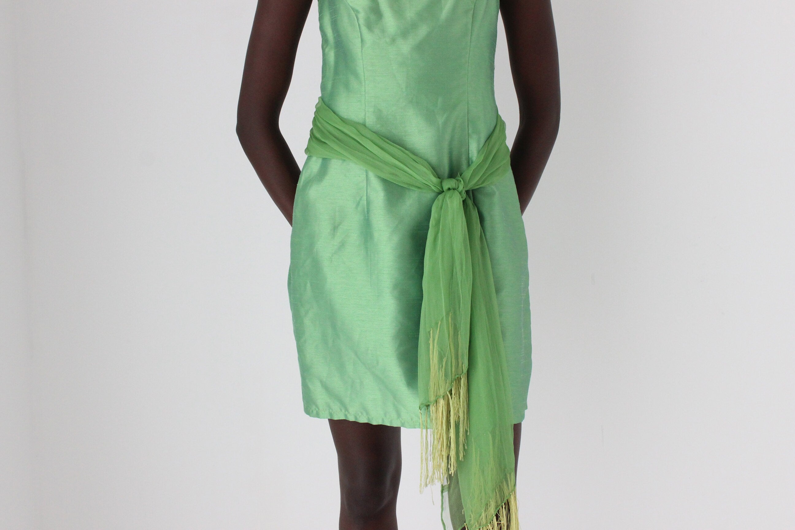 80s PURE SILK Georgette Sheer Sash Runner Belt