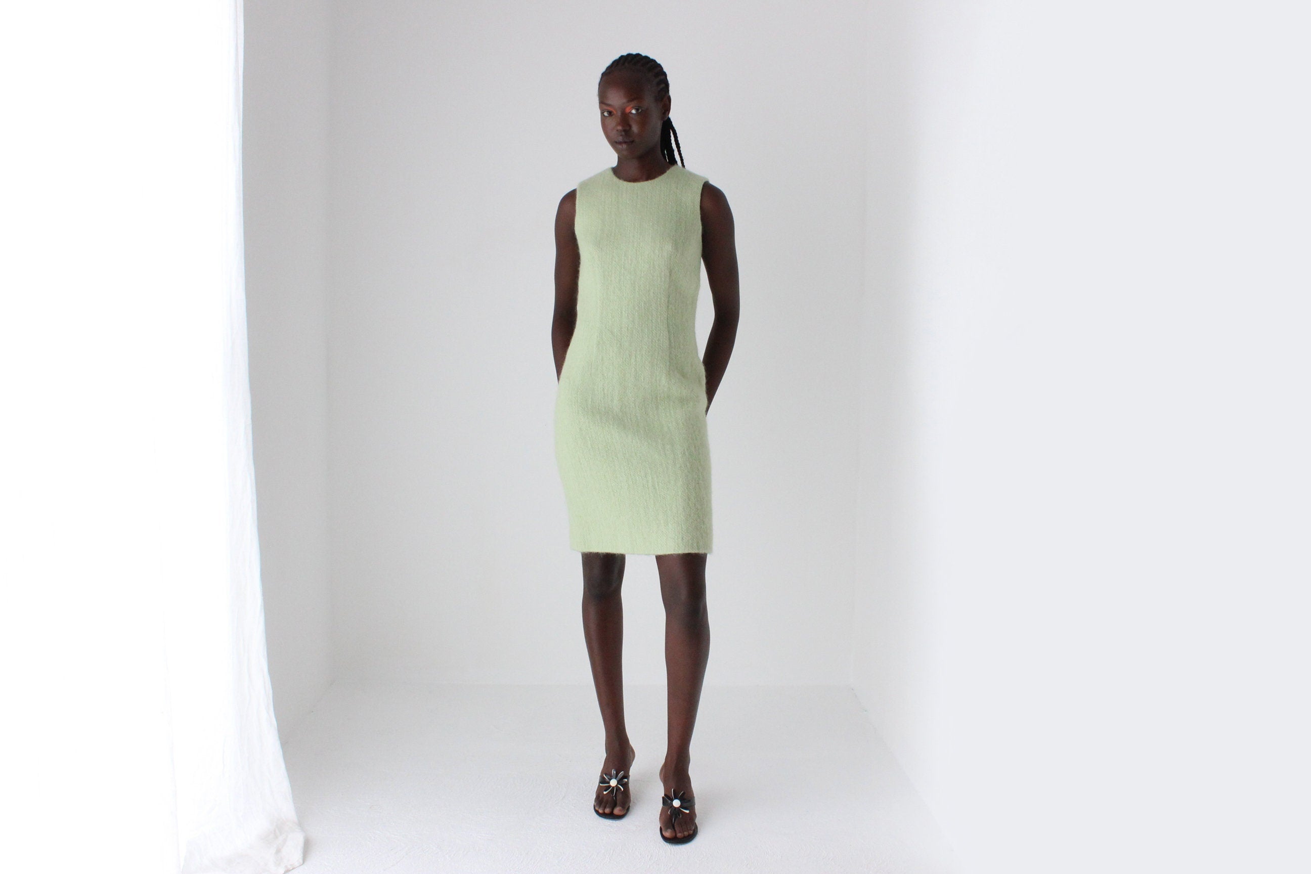 90s MOSCHINO Mohair & Wool Textured Shift Dress