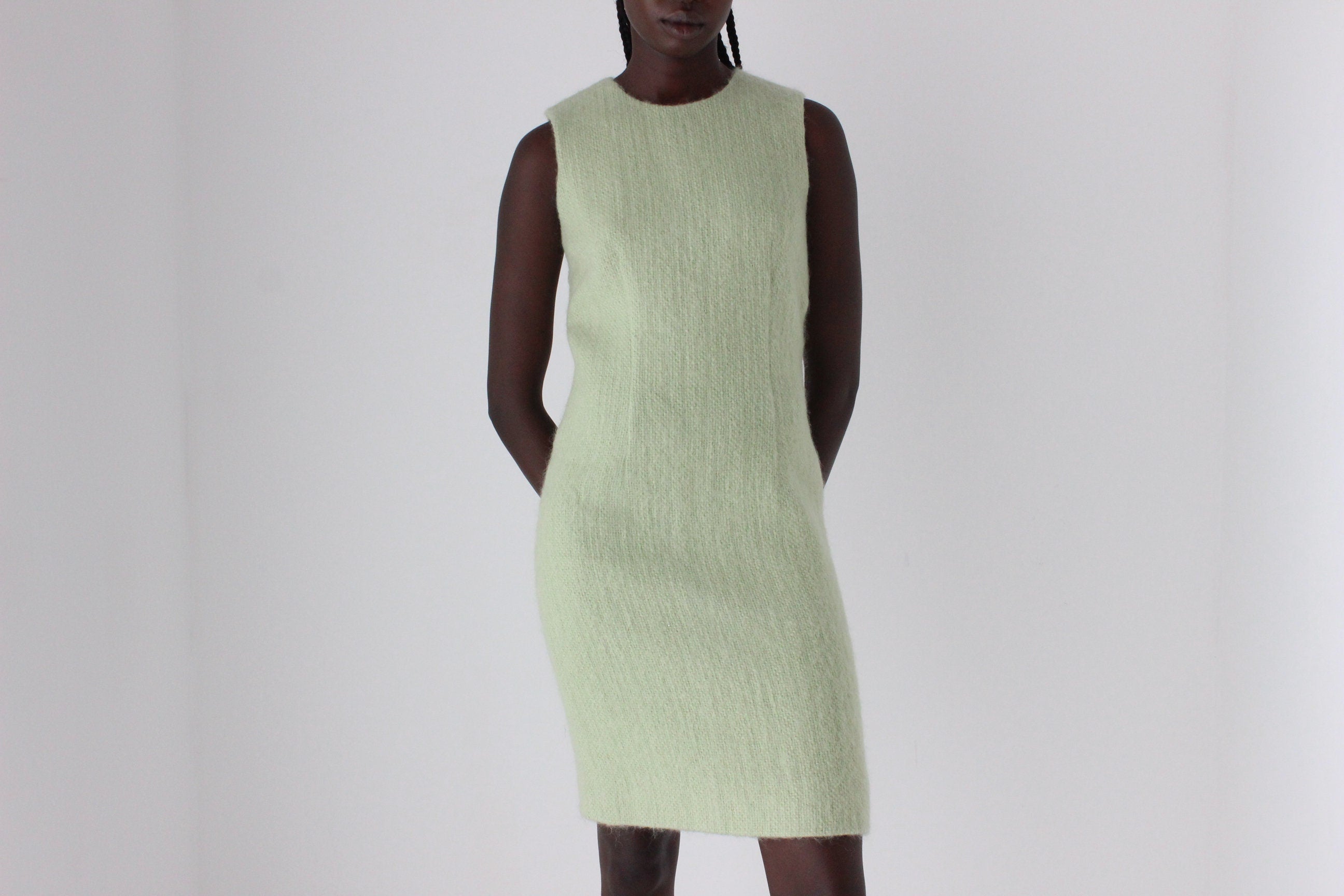 90s MOSCHINO Mohair & Wool Textured Shift Dress