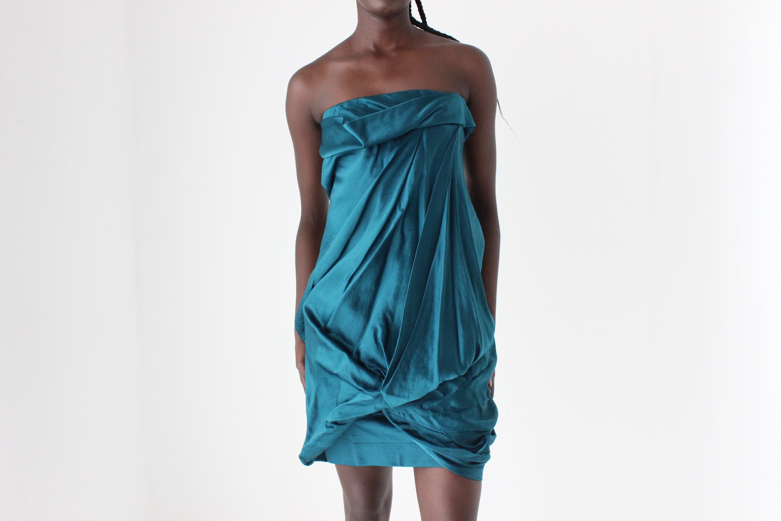 Y2K DONNA KARAN Sculptural Satin Dress