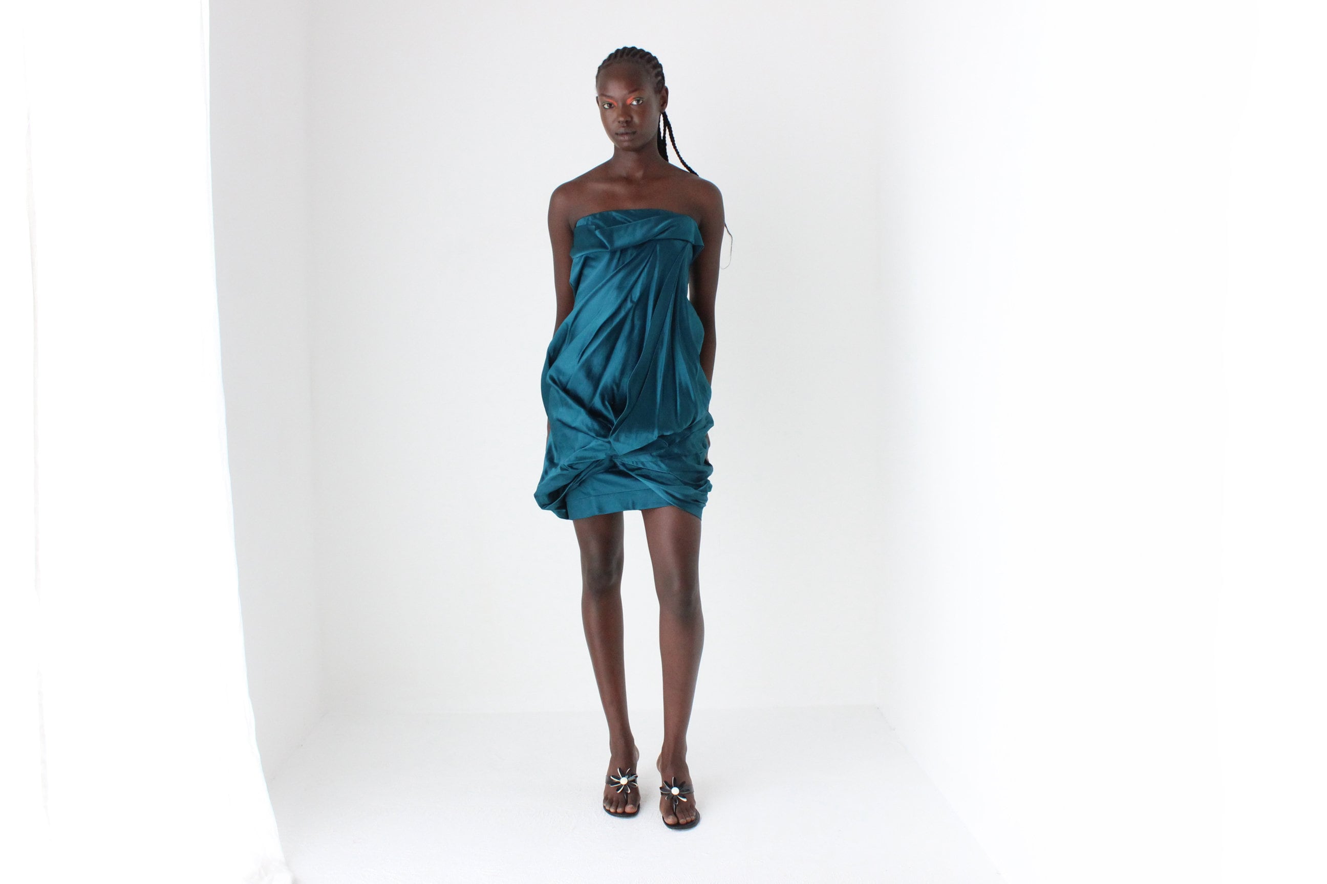 Y2K DONNA KARAN Sculptural Satin Dress