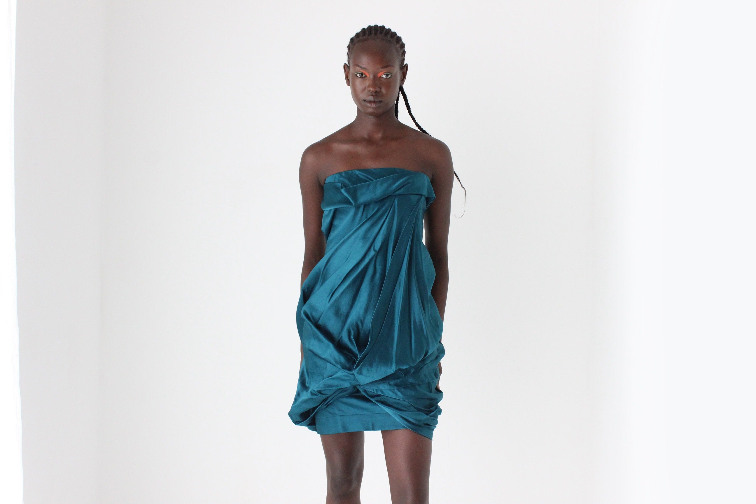 Y2K DONNA KARAN Sculptural Satin Dress