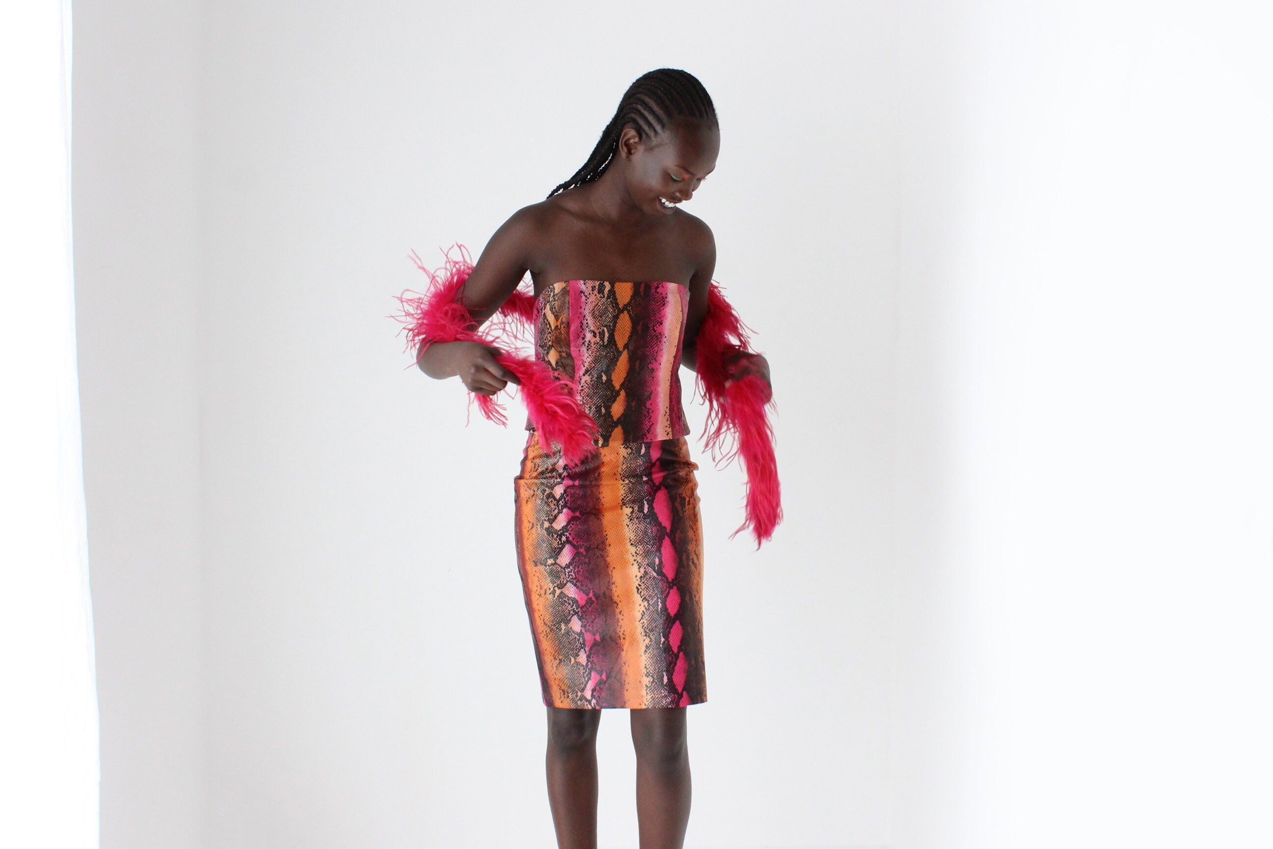 Fabulous Y2K Python PVC Matching Top & Skirt Set