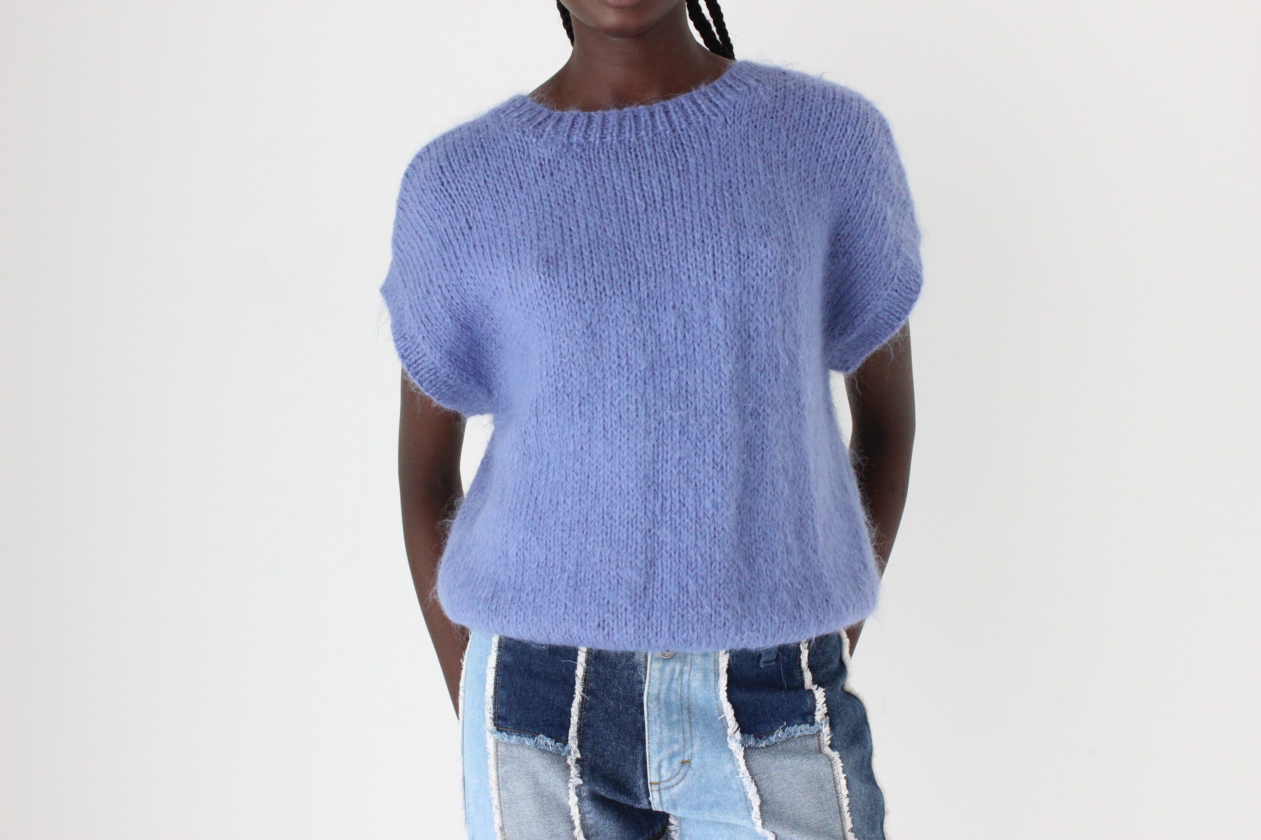 80s Textured Fluffy Mohair Knit Sweater Tee