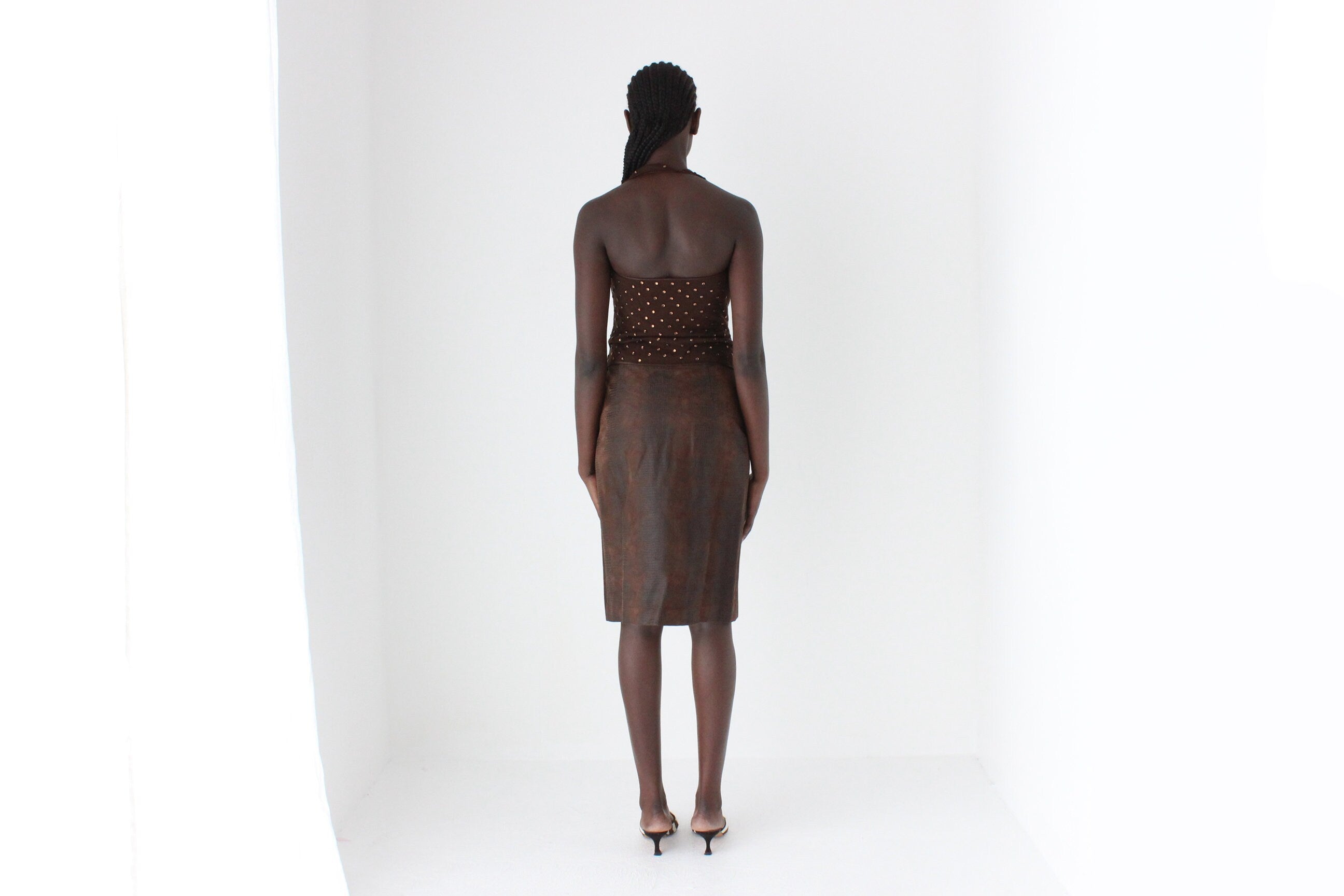 Y2K Diamonte Knit Textured Disco Halter Top