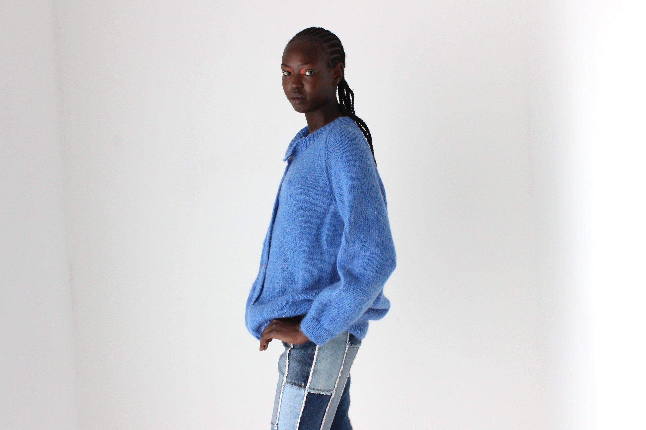 80s Hand Made Chunky Wool Button Front Knit