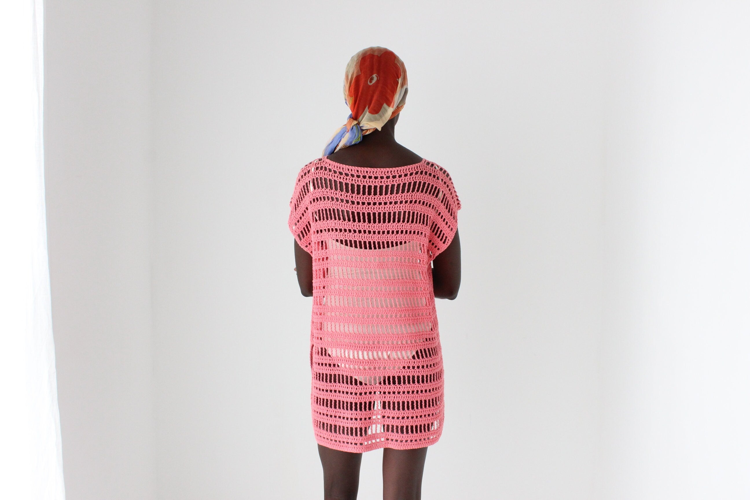 Y2K Bubblegum Crochet Open Knit Smock Dress / Top