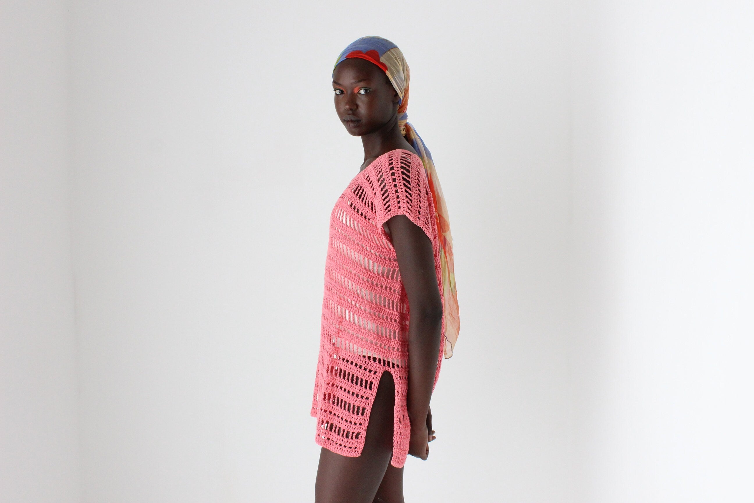 Y2K Bubblegum Crochet Open Knit Smock Dress / Top