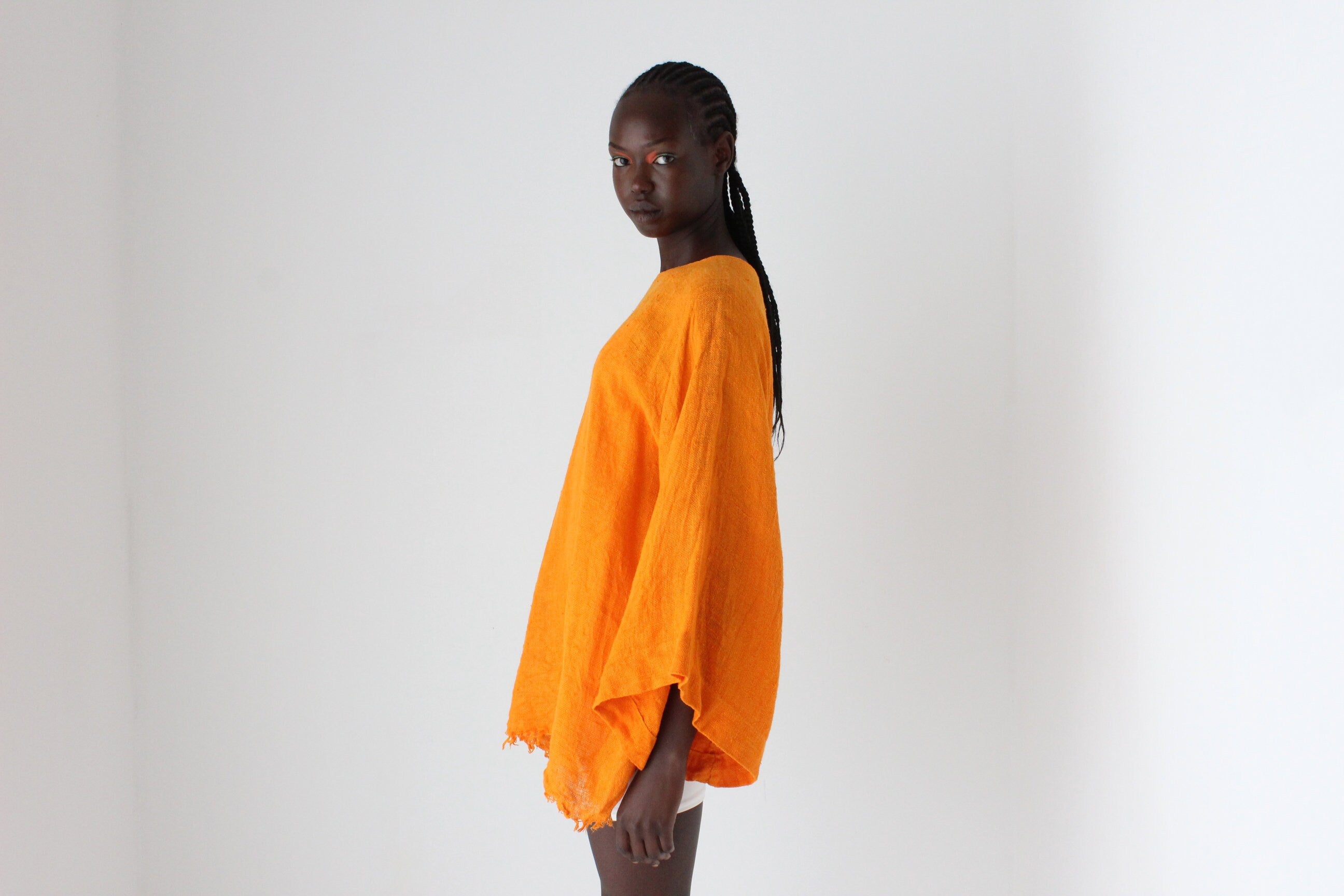 90s Relaxed Flax Flare Sleeve Smock