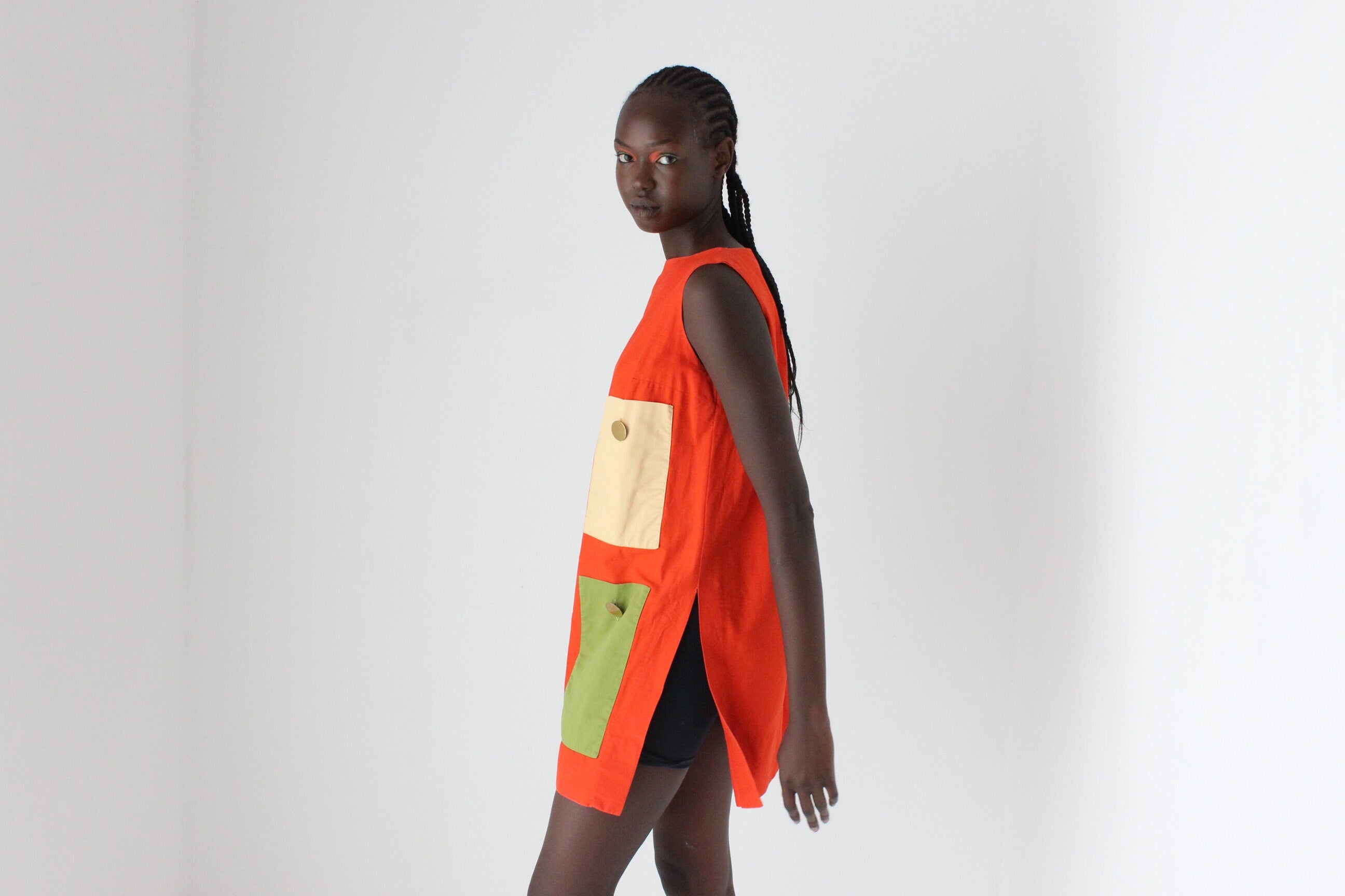 70s Mod Cotton A-Line Mini w/ Bold Pockets