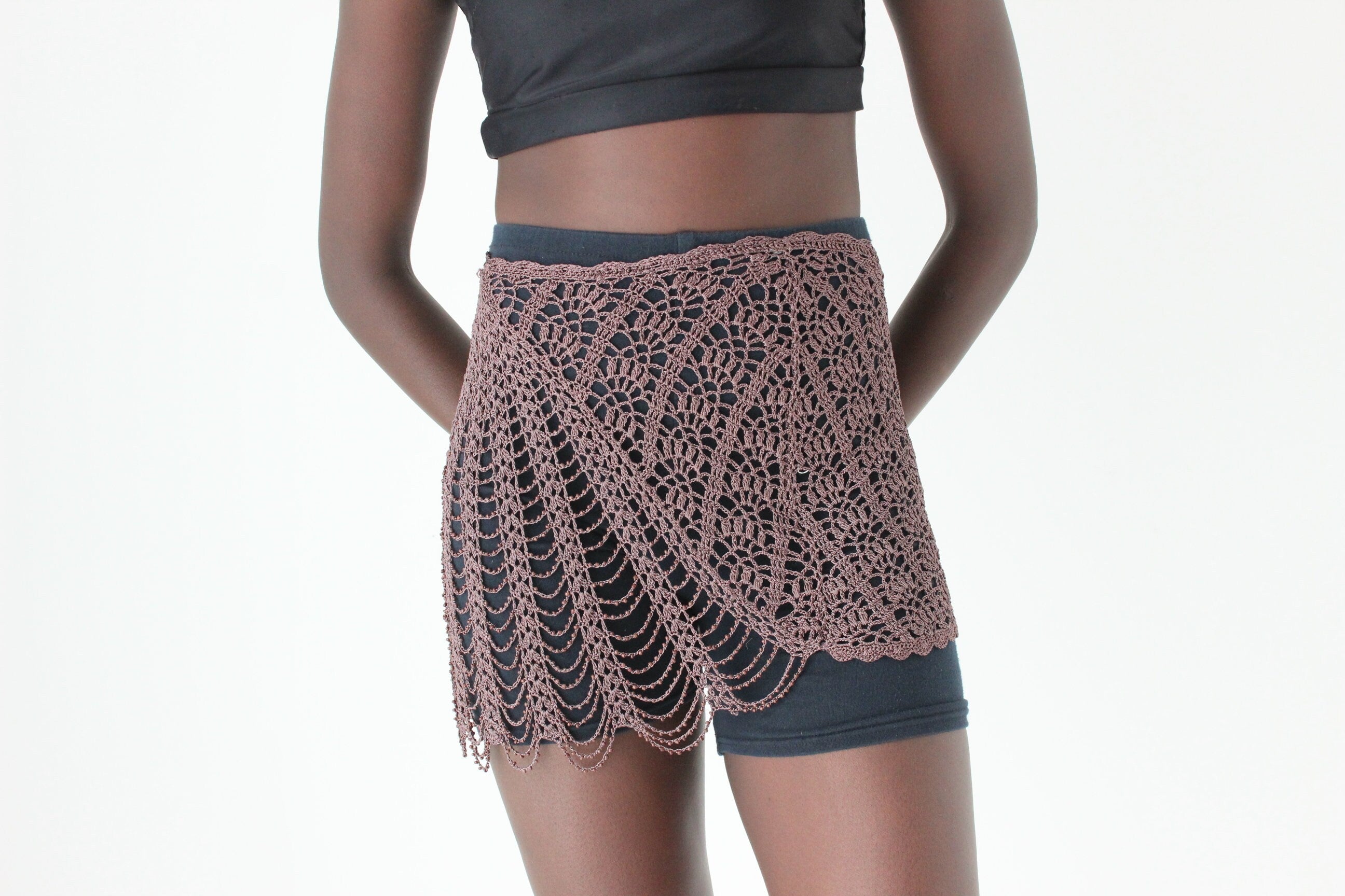 Y2K Crochet Knit Cover Up Skirt or Layering Piece