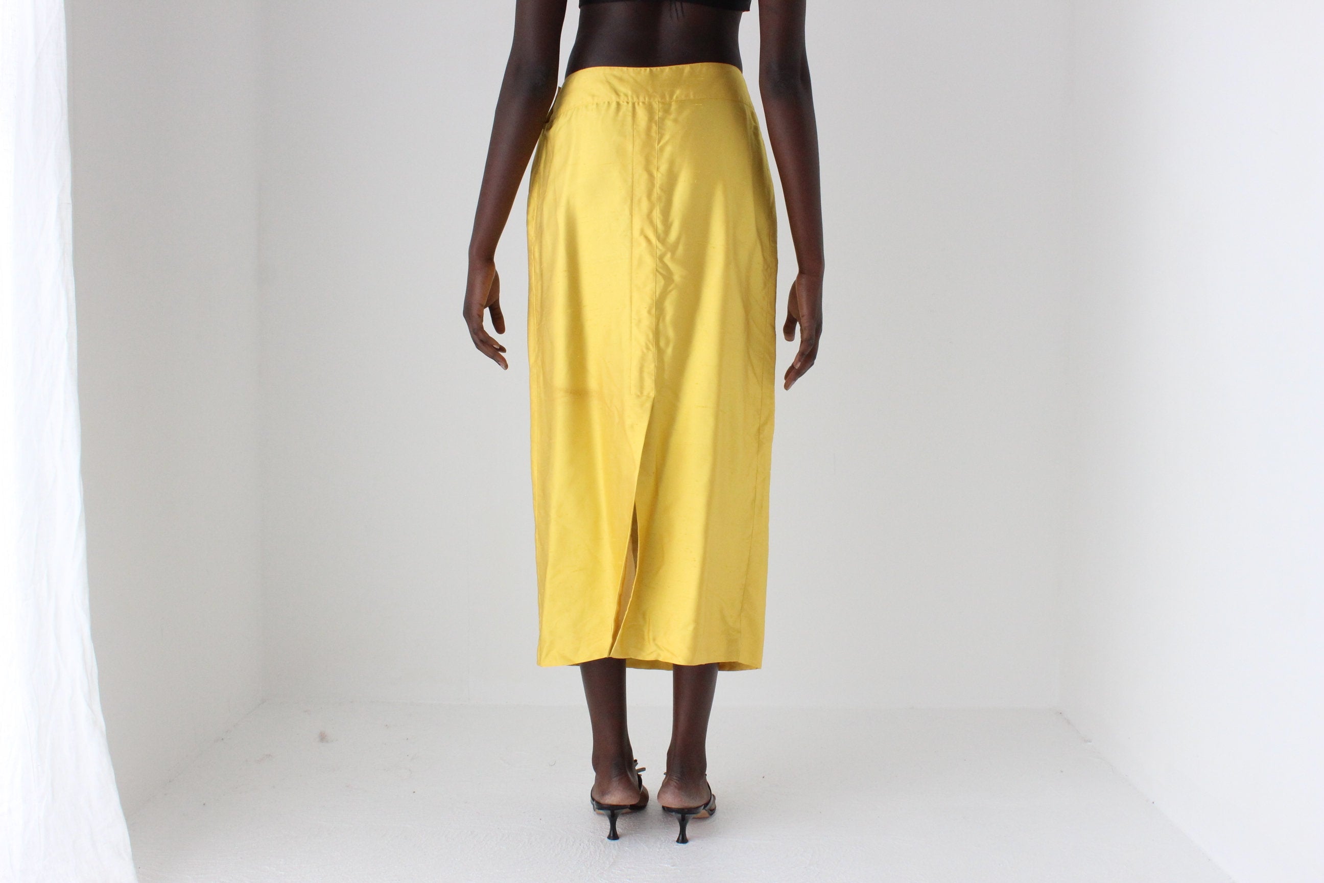 1980s Italian Raw Silk Column Skirt