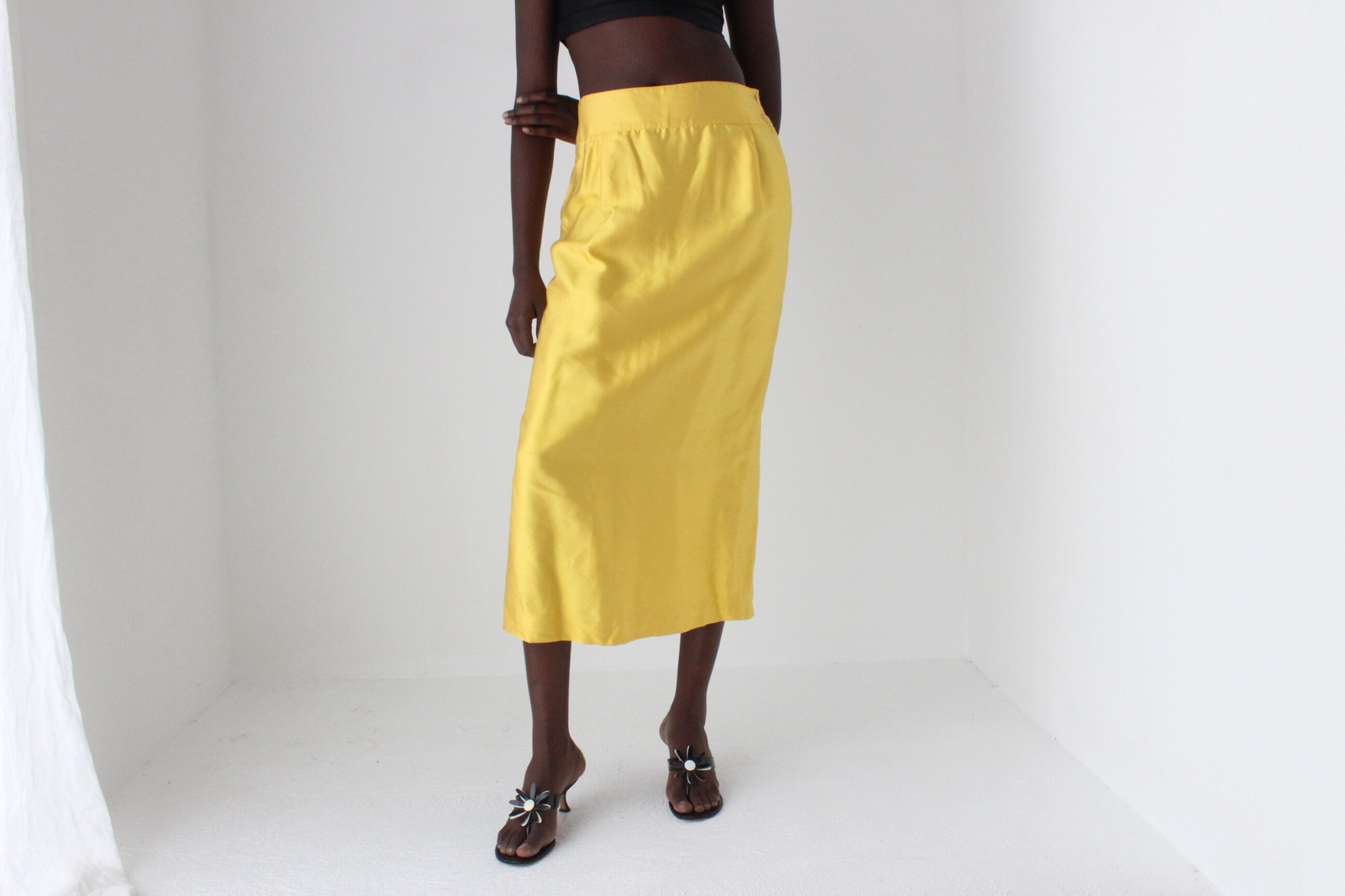 1980s Italian Raw Silk Column Skirt