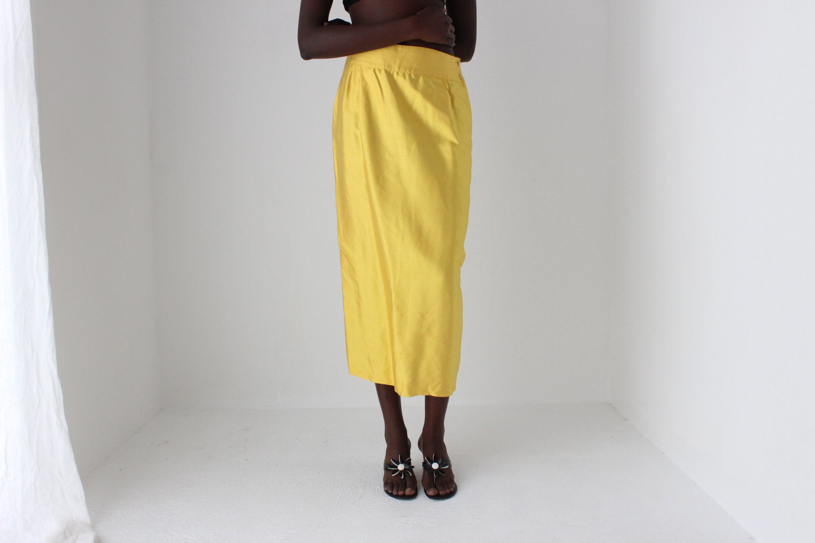 1980s Italian Raw Silk Column Skirt