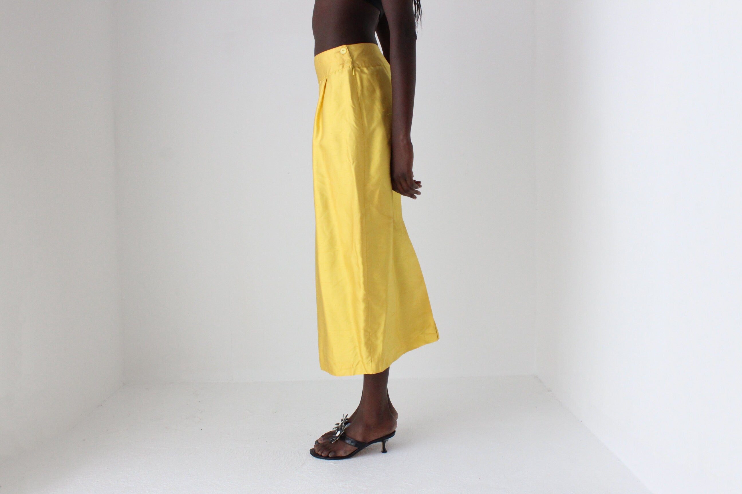 1980s Italian Raw Silk Column Skirt