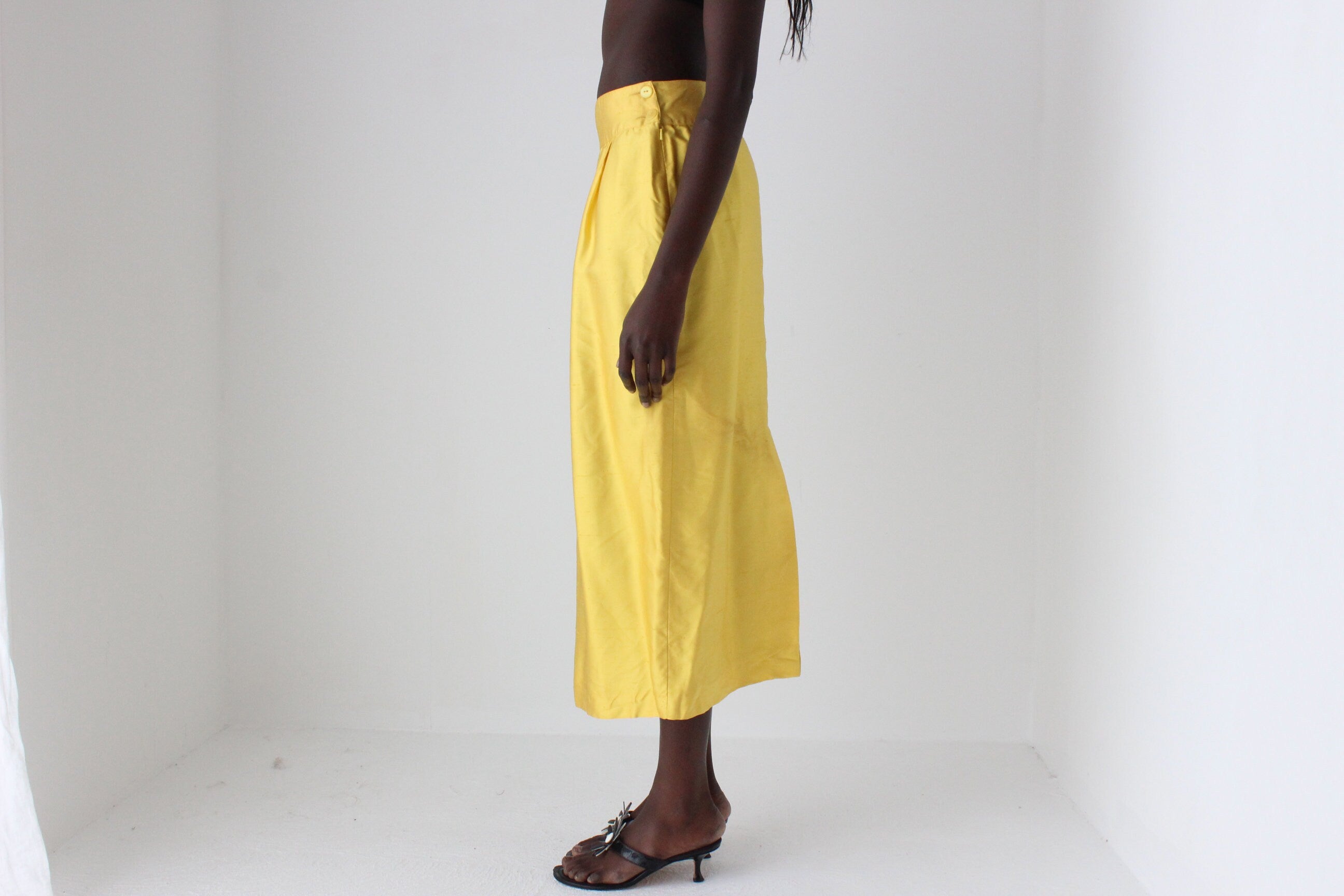 1980s Italian Raw Silk Column Skirt