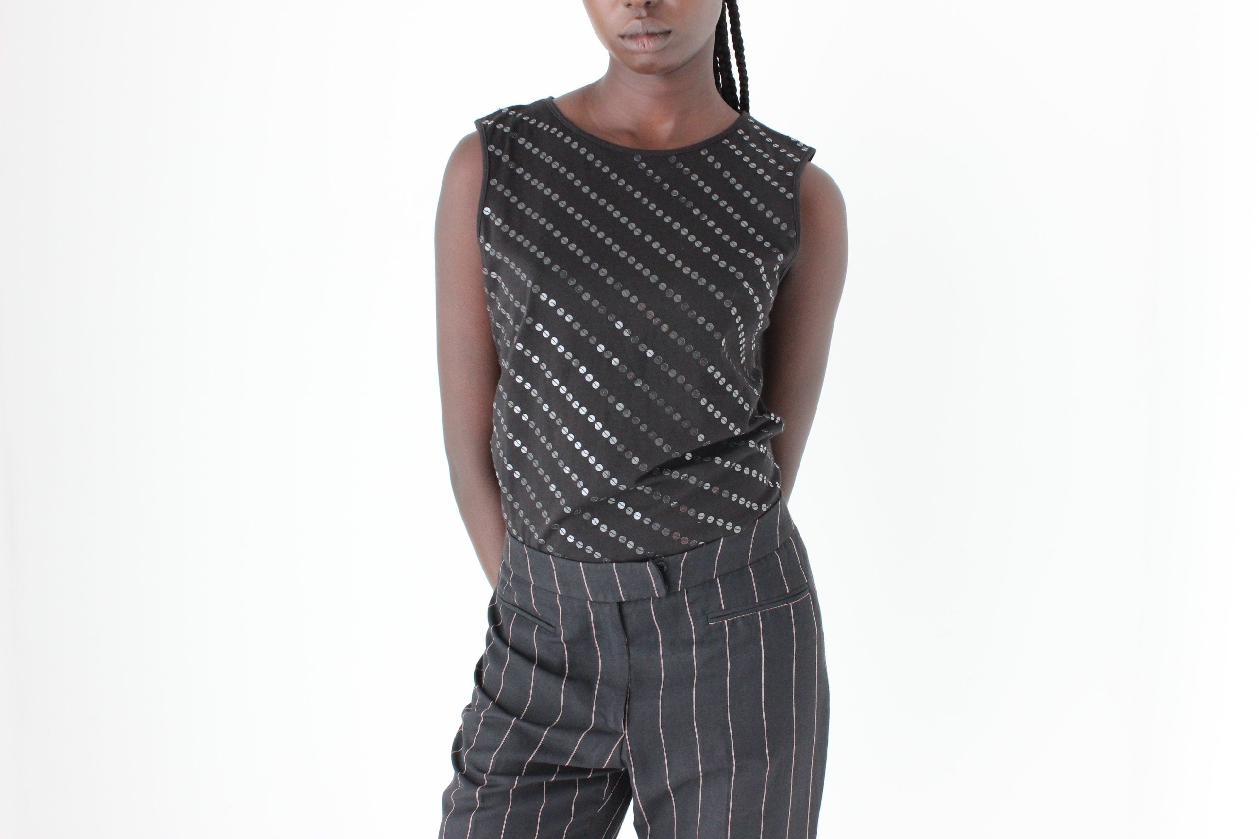 Y2K Subtle Diagonal Sequin Tank
