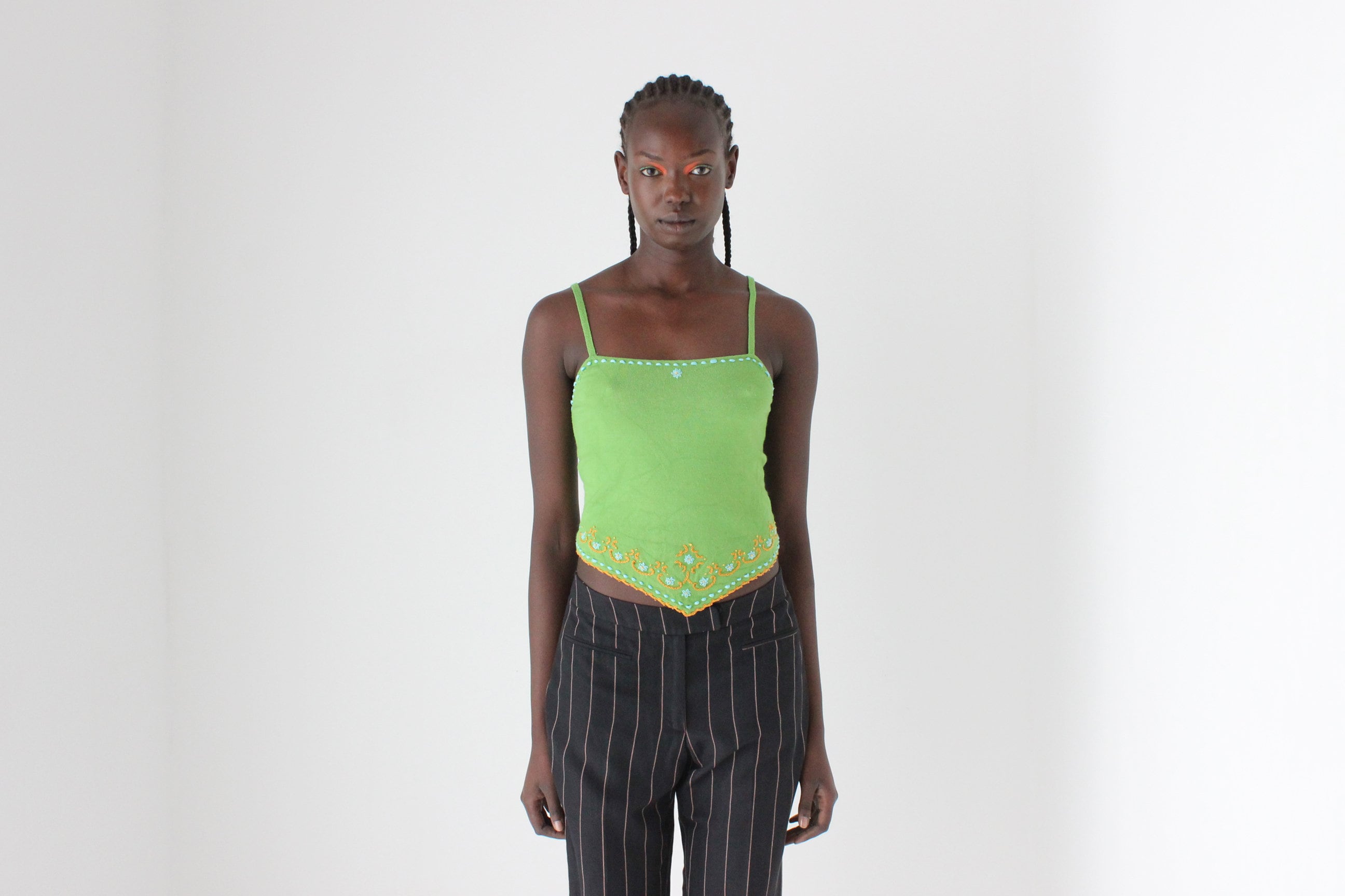 90s Embroidered Knit Tank & Cardigan Two Piece Set