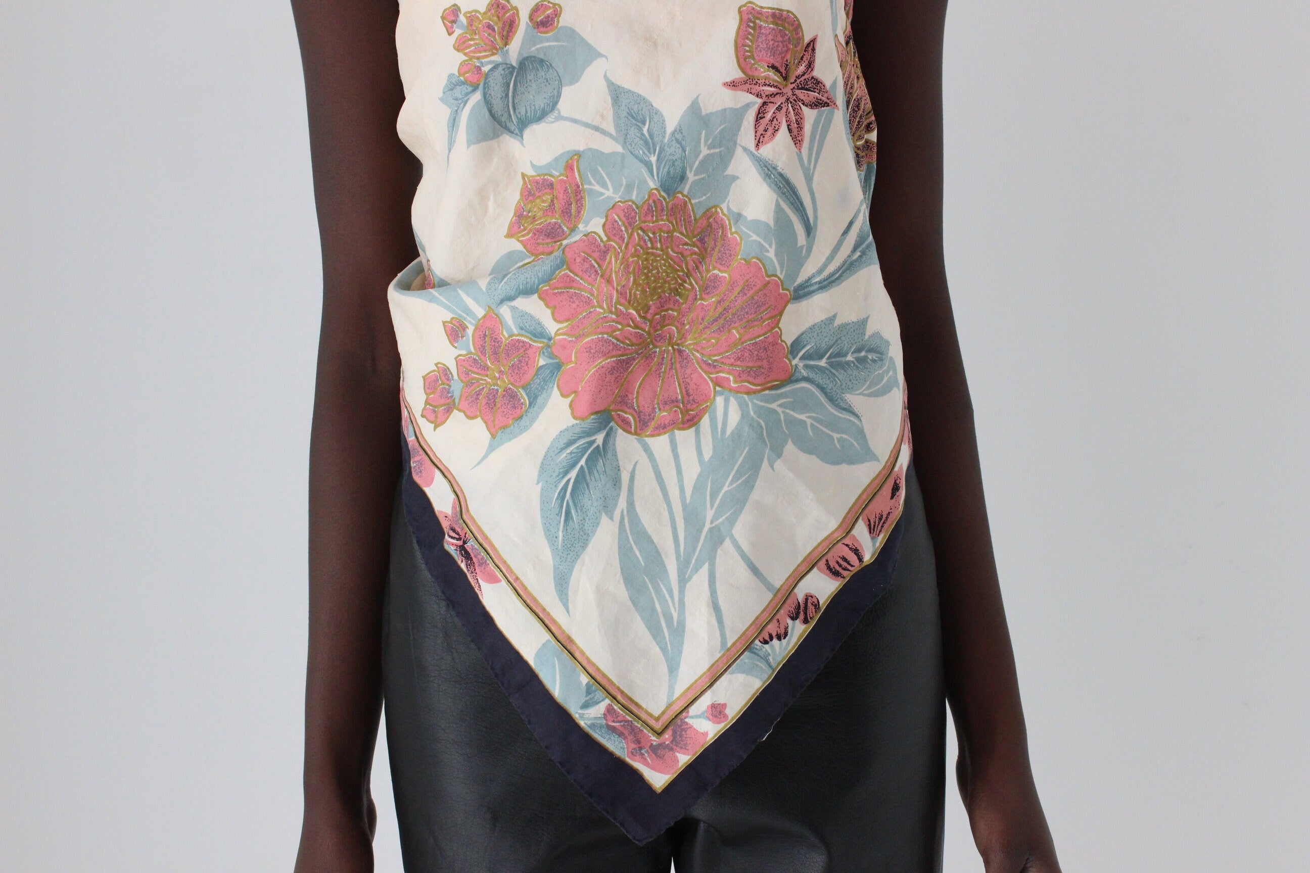 80s Thai Silk Floral Scarf