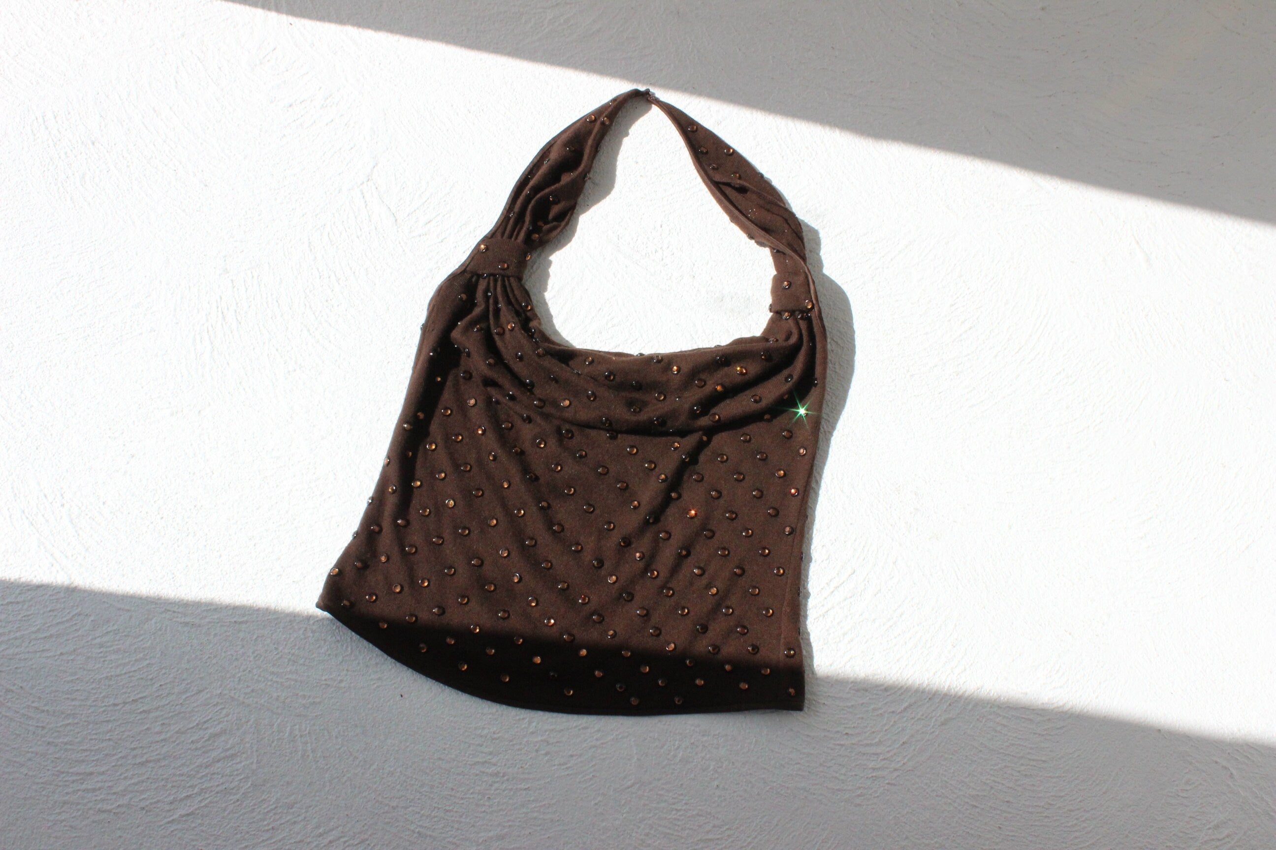 Y2K Diamonte Knit Textured Disco Halter Top