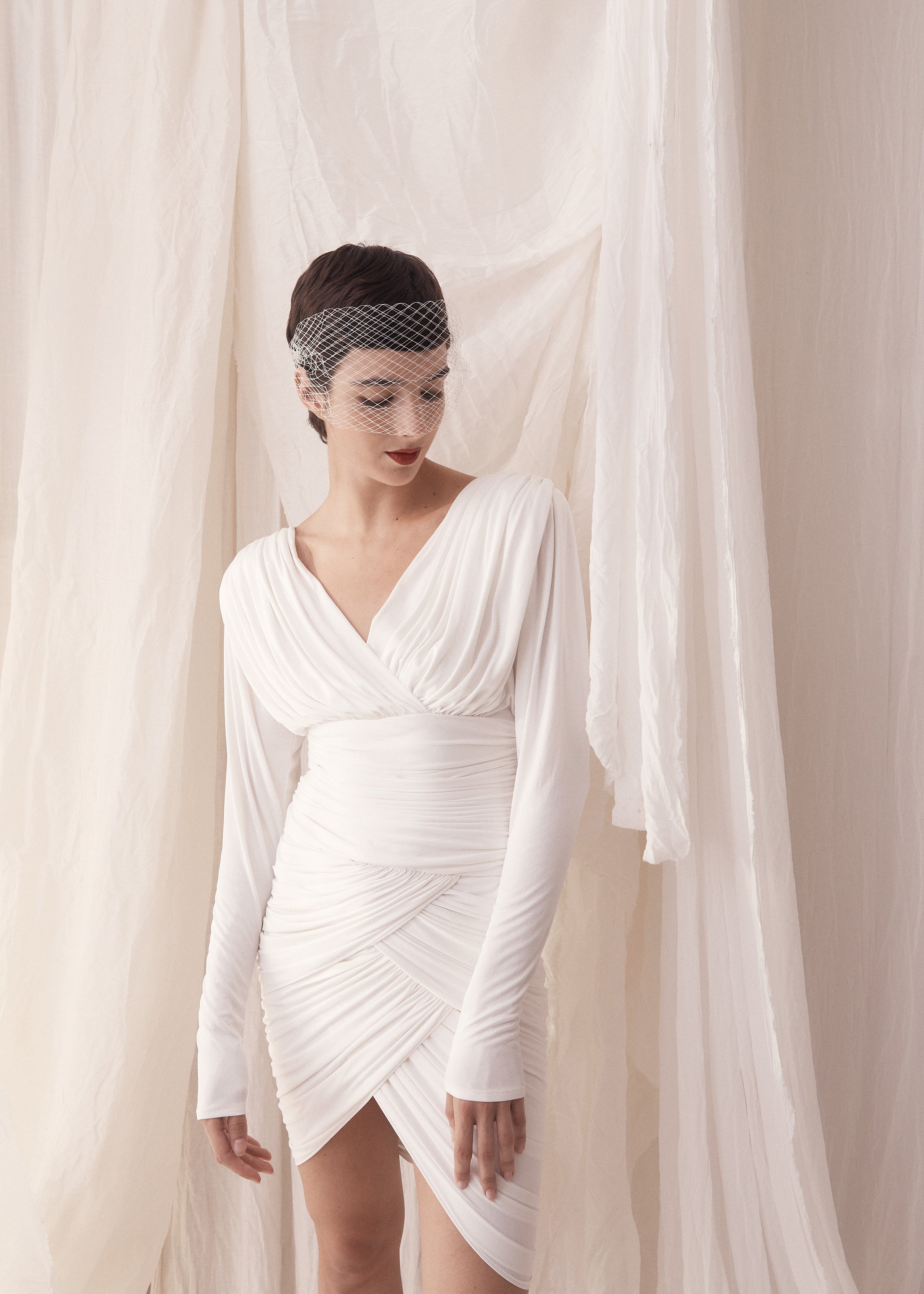 Stunning 80s Lillie Rubin Ruched Jersey Mini