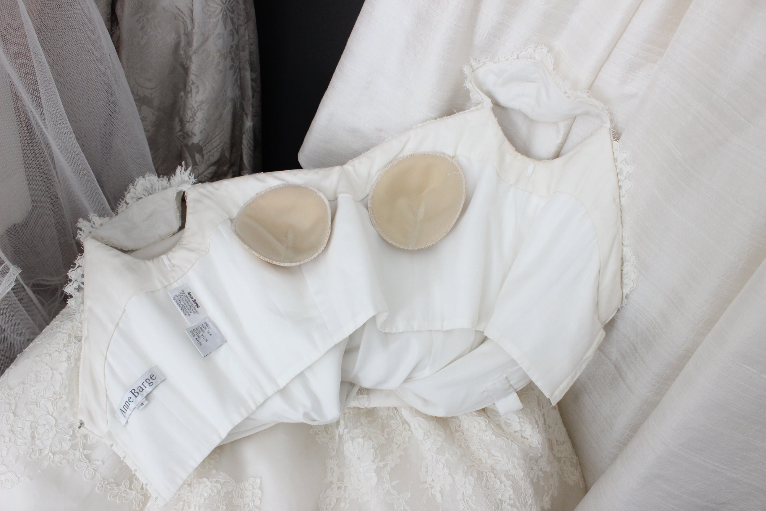 2000s Luxury French Lace & Italian Silk Organza Wedding Gown by Anne Barge